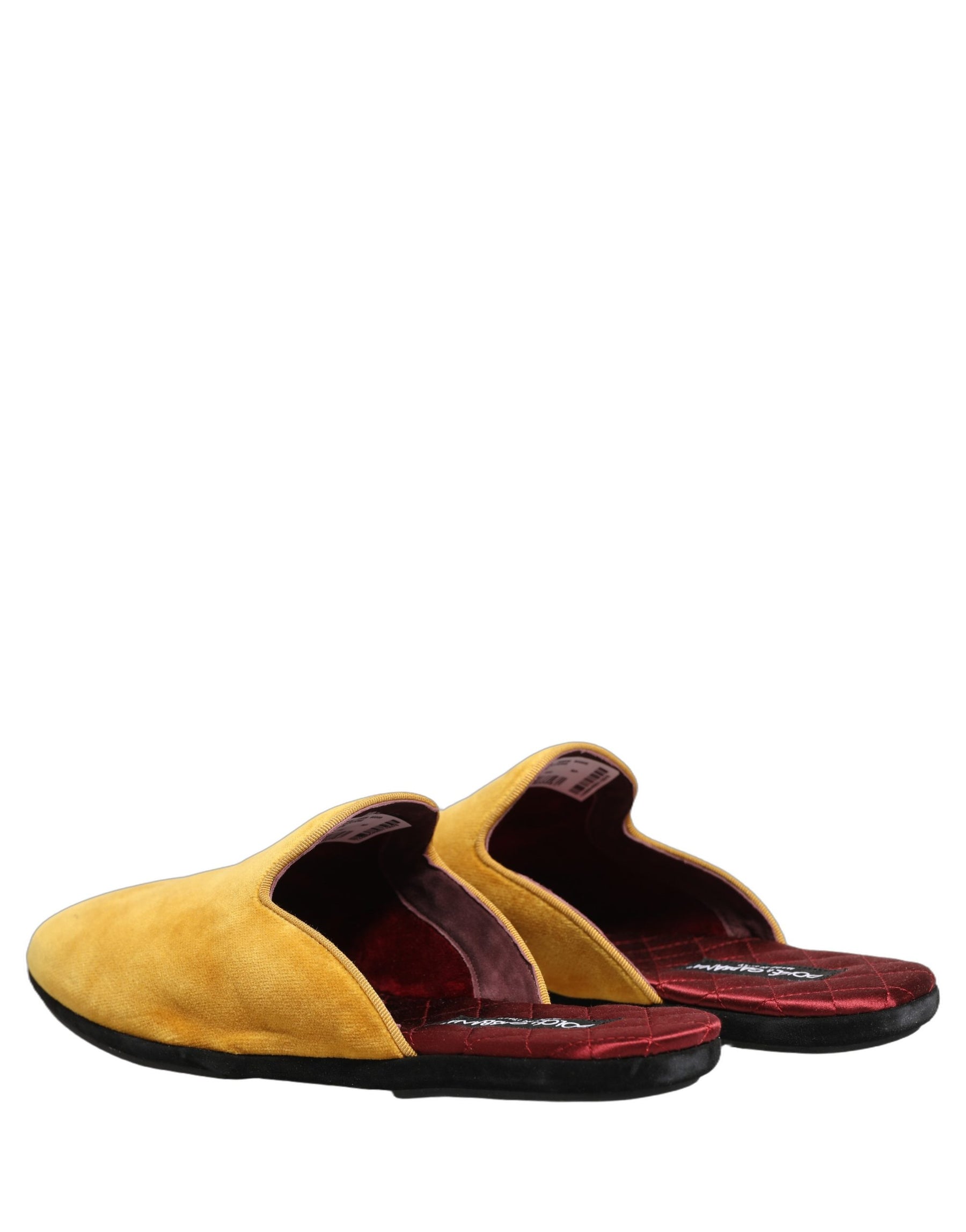 Dolce & Gabbana Yellow Suede Slides Flat Slipper Men Shoes | Regal Royce