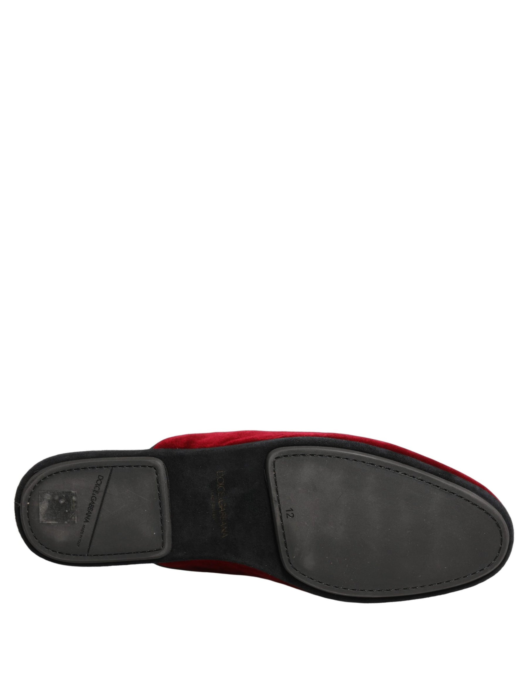 Dolce & Gabbana Red Suede Slides Flat Slipper Men Shoes | Regal Royce