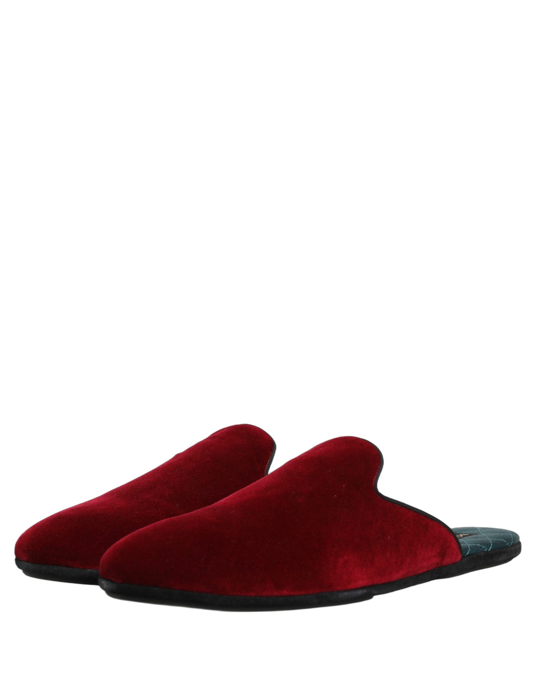 Dolce & Gabbana Red Suede Slides Flat Slipper Men Shoes | Regal Royce