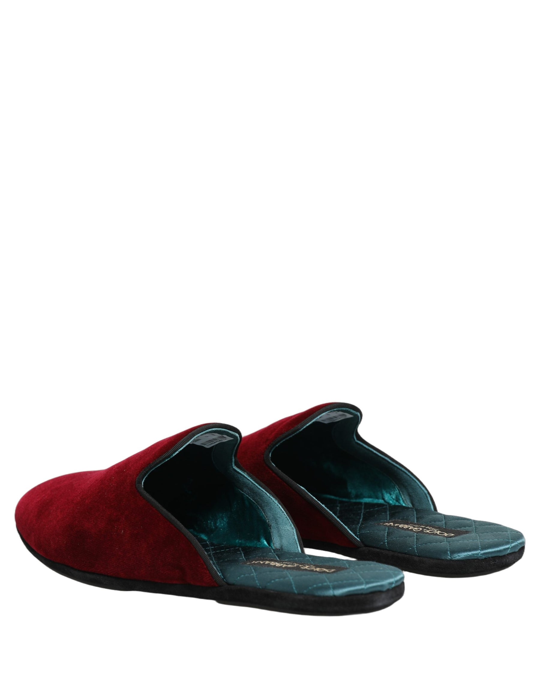 Dolce & Gabbana Red Suede Slides Flat Slipper Men Shoes | Regal Royce