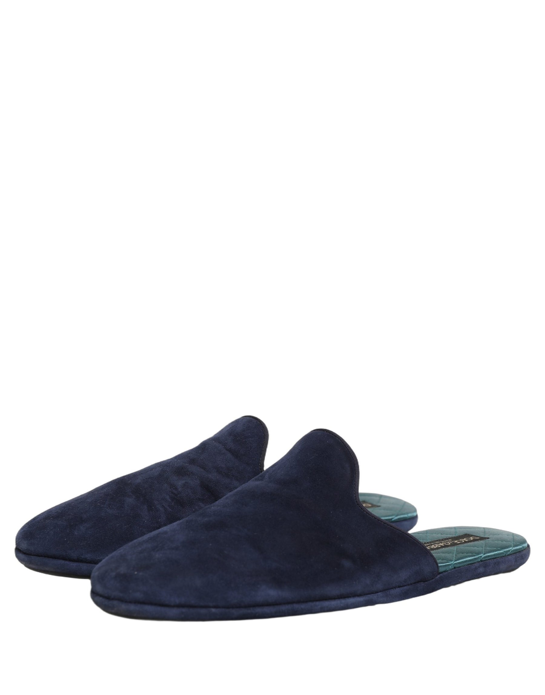 Dolce & Gabbana Blue Suede Slides Flat Slipper Men Shoes | Regal Royce