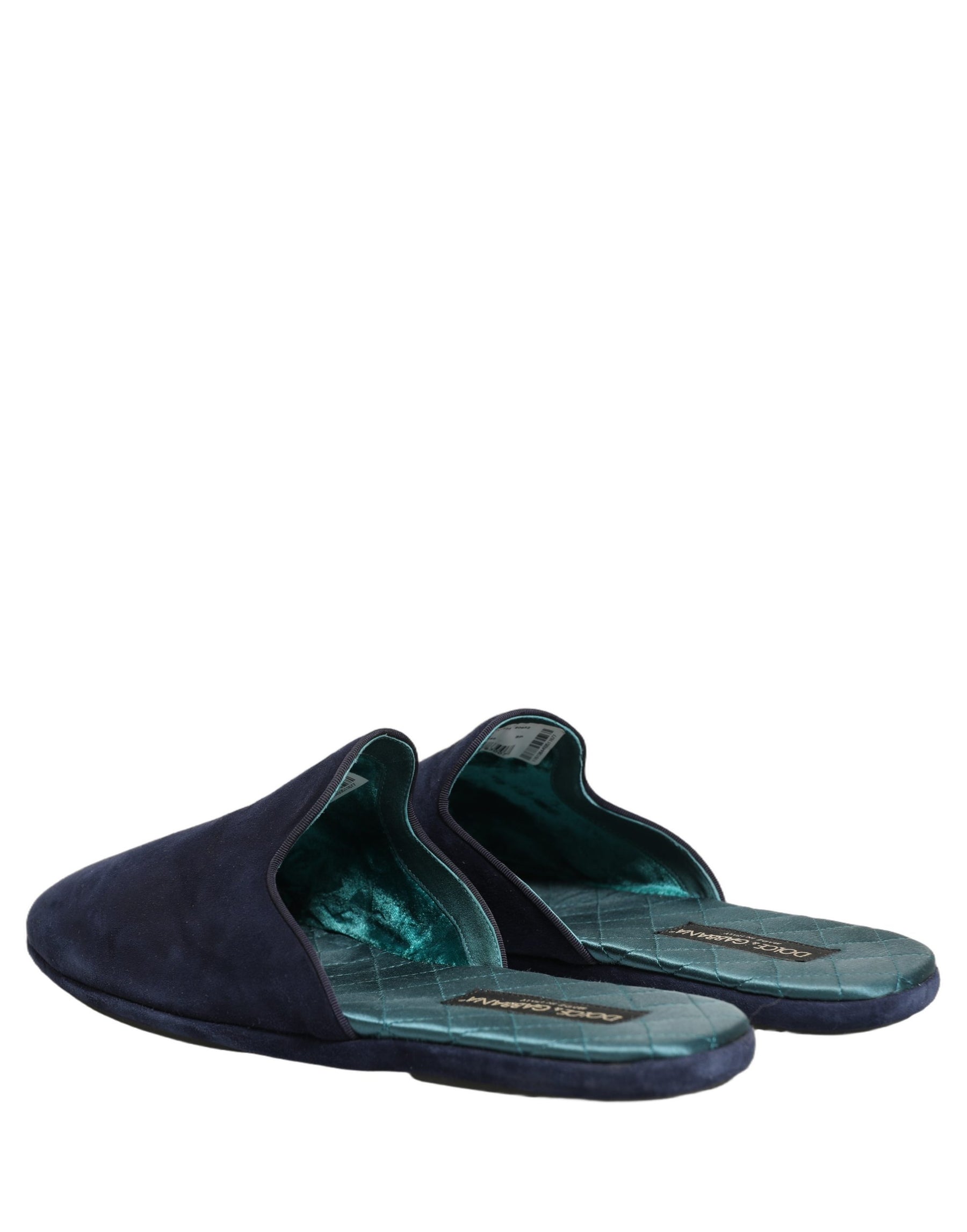 Dolce & Gabbana Blue Suede Slides Flat Slipper Men Shoes | Regal Royce