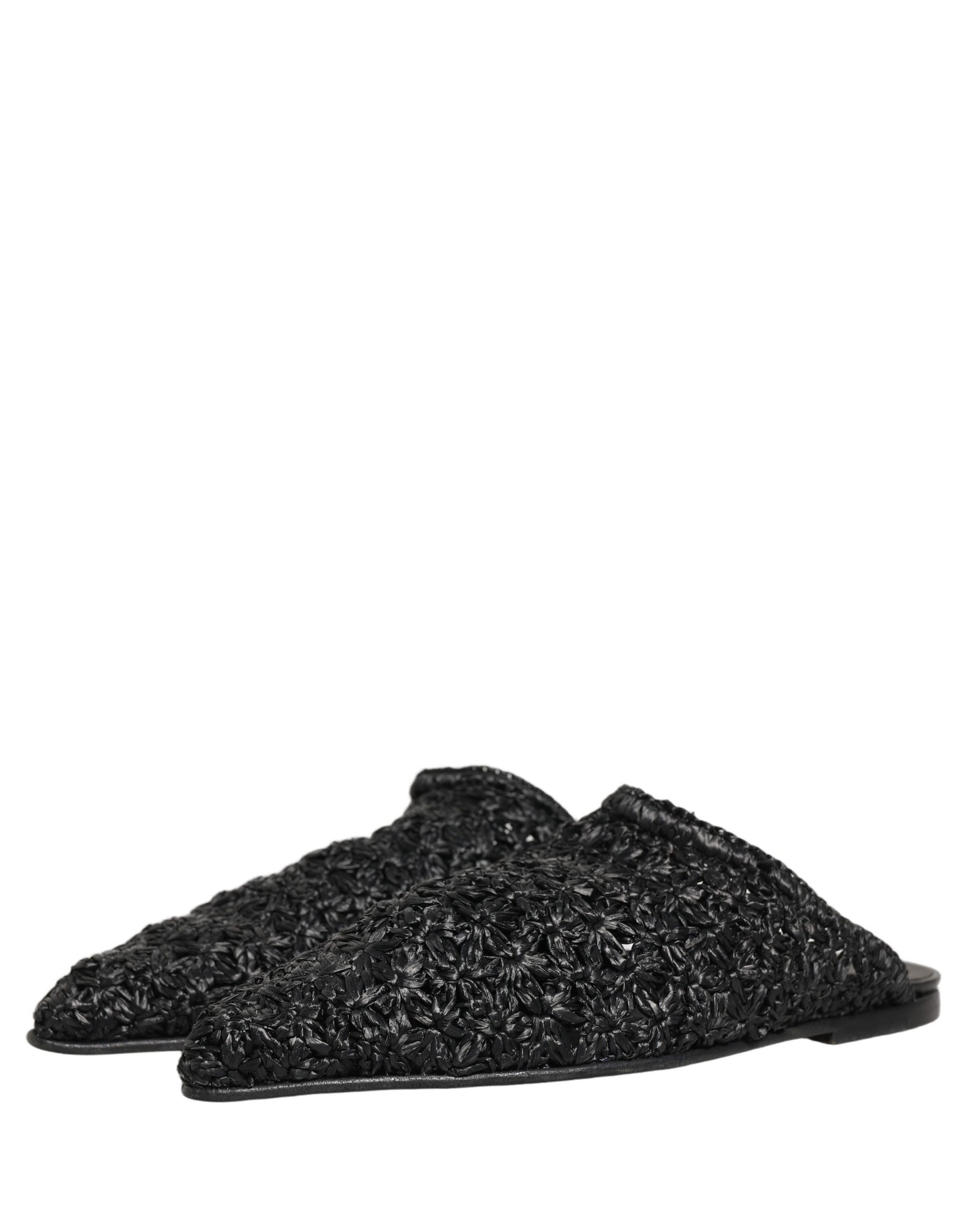 Dolce & Gabbana Black Mules Slides Slippers Men Flats Shoes | Regal Royce