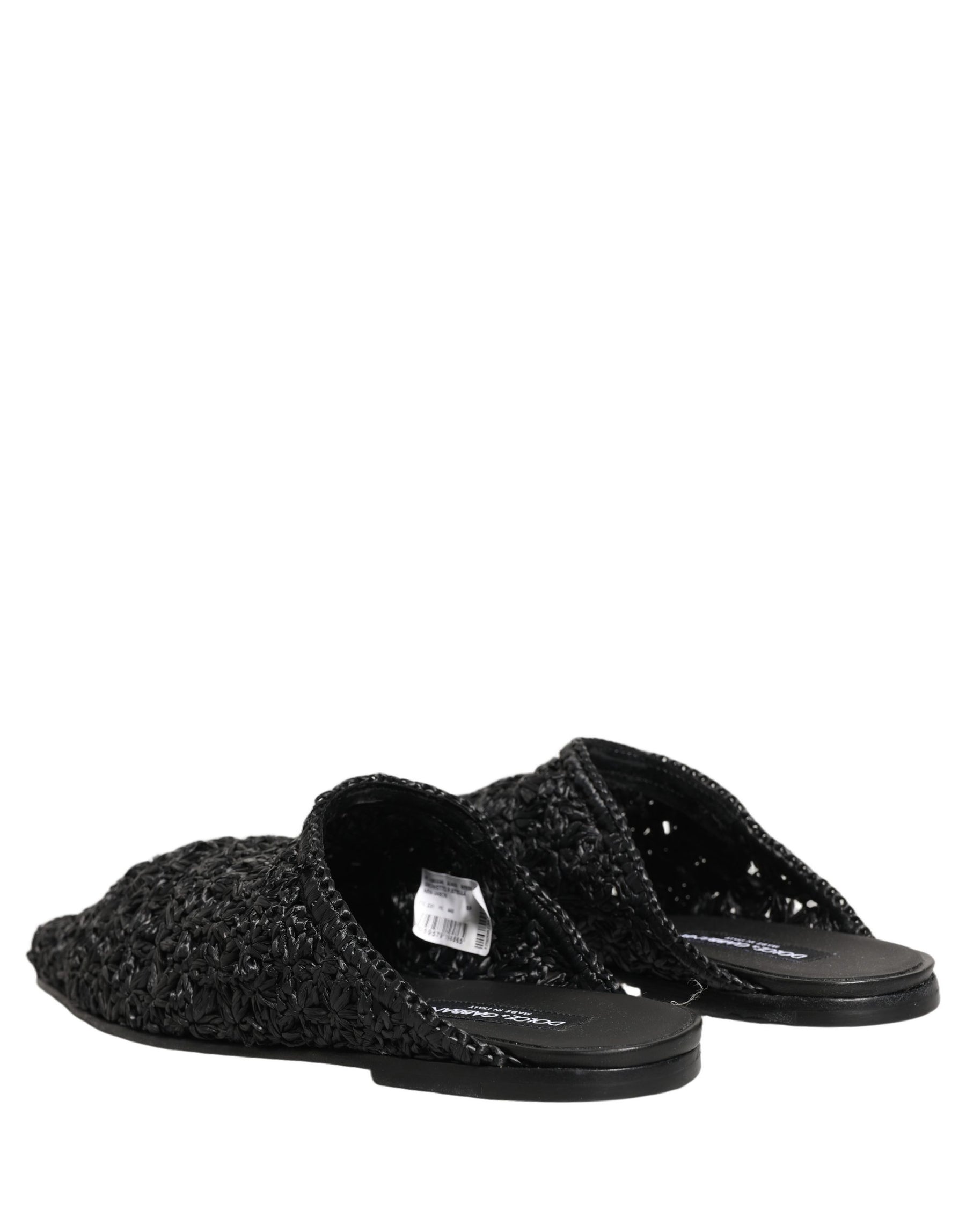 Dolce & Gabbana Black Mules Slides Slippers Men Flats Shoes | Regal Royce