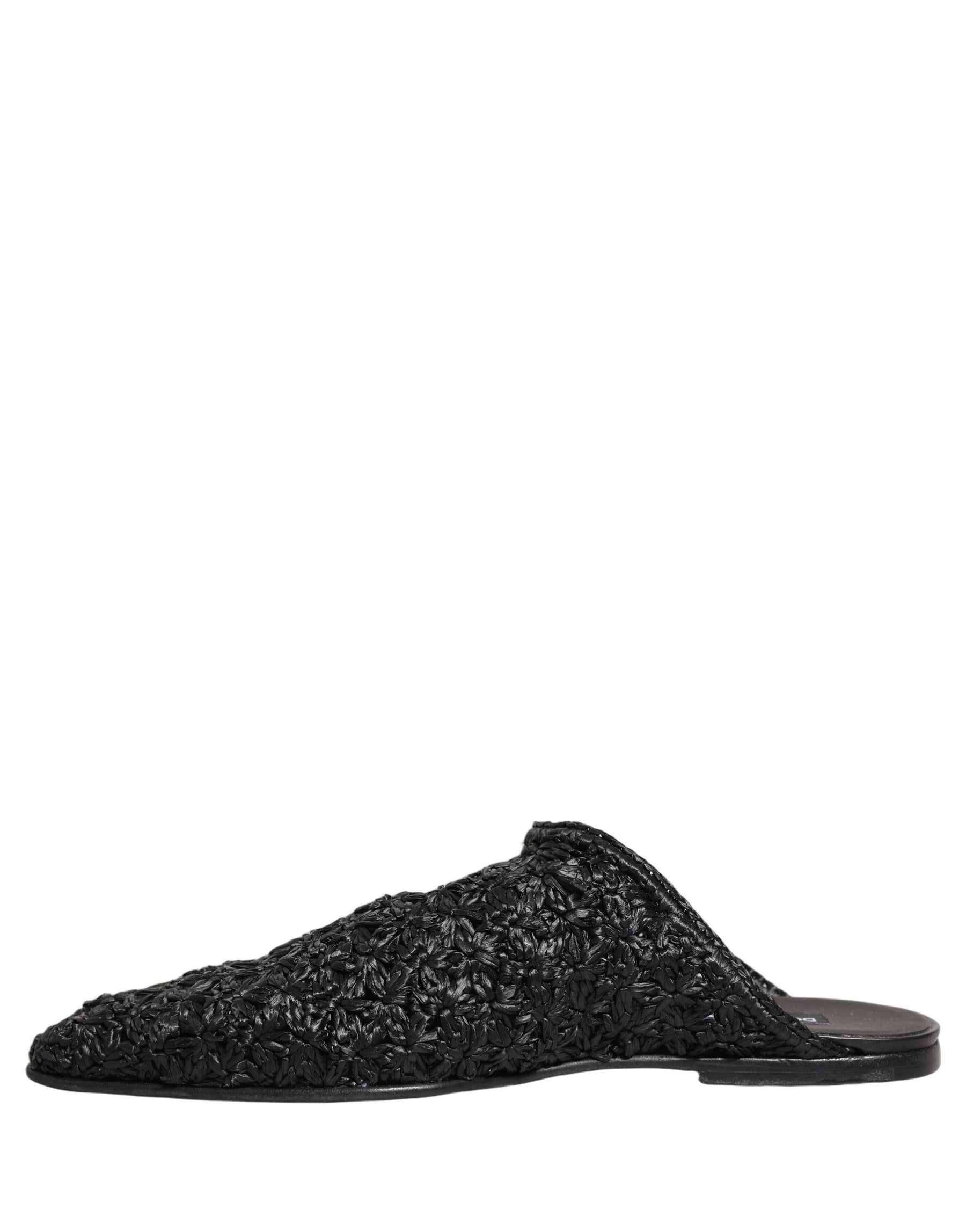 Dolce & Gabbana Black Mules Slides Slippers Men Flats Shoes | Regal Royce