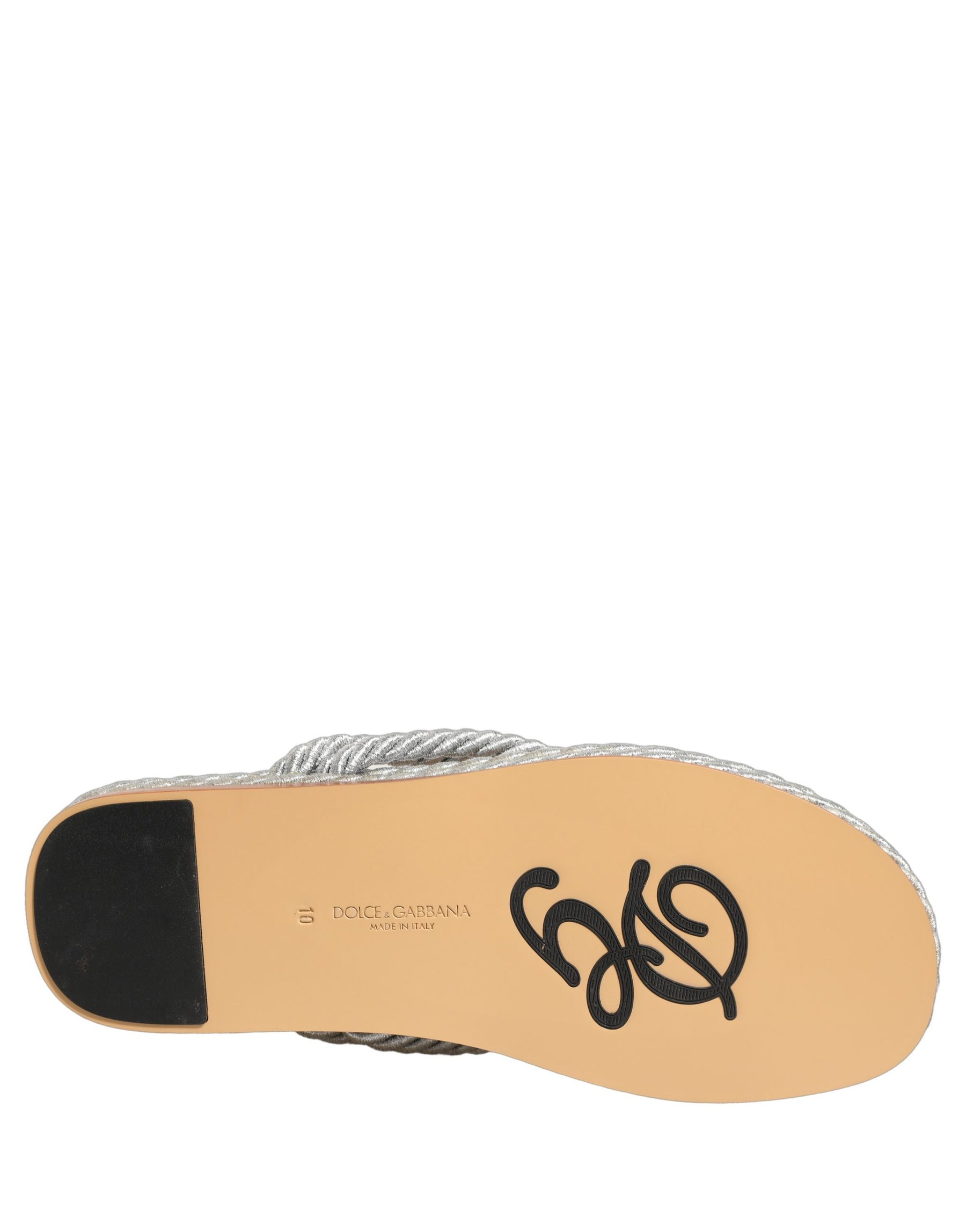 Dolce & Gabbana Silver Rope Slides Sandals Flip Flops Shoes | Regal Royce