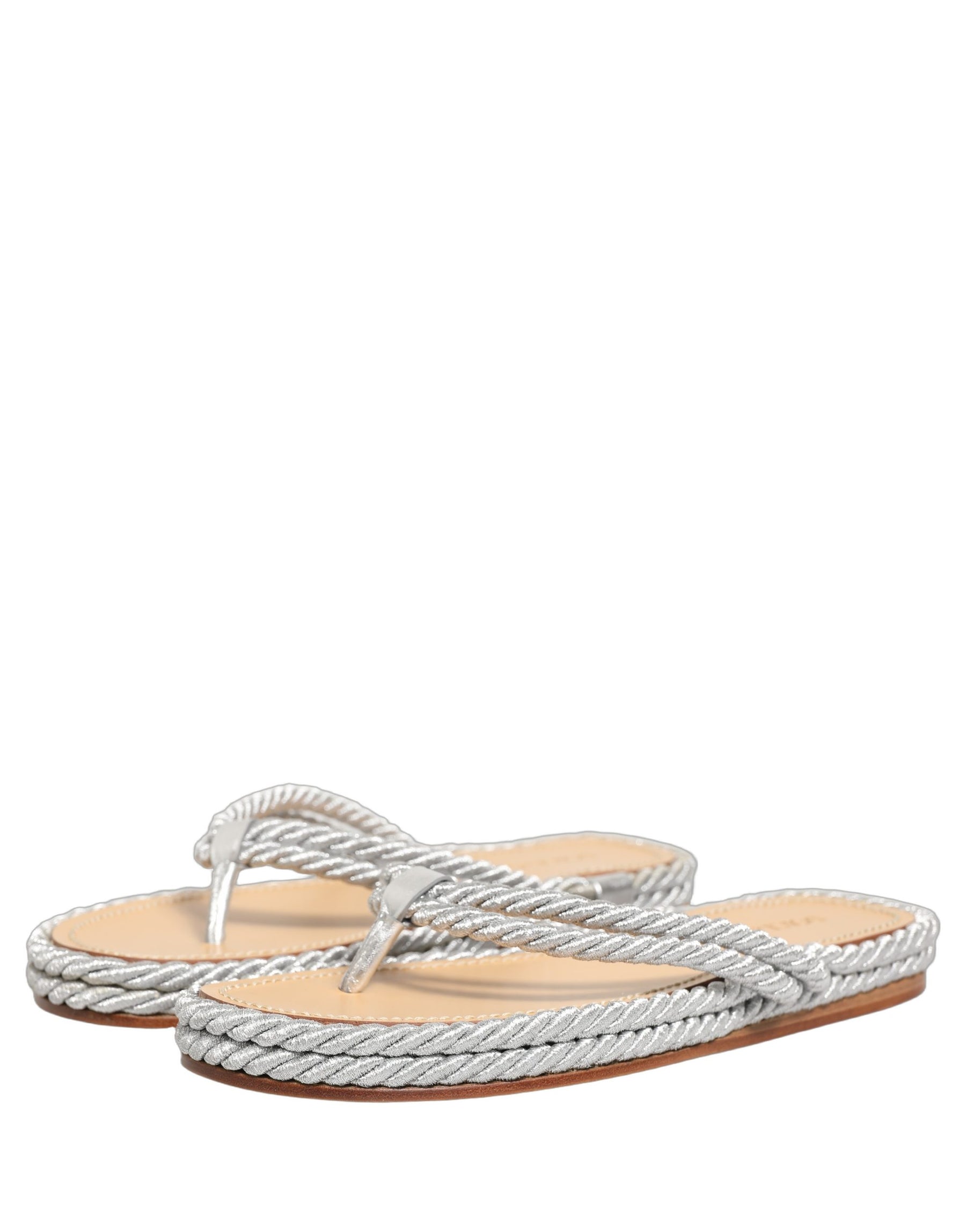 Dolce & Gabbana Silver Rope Slides Sandals Flip Flops Shoes | Regal Royce
