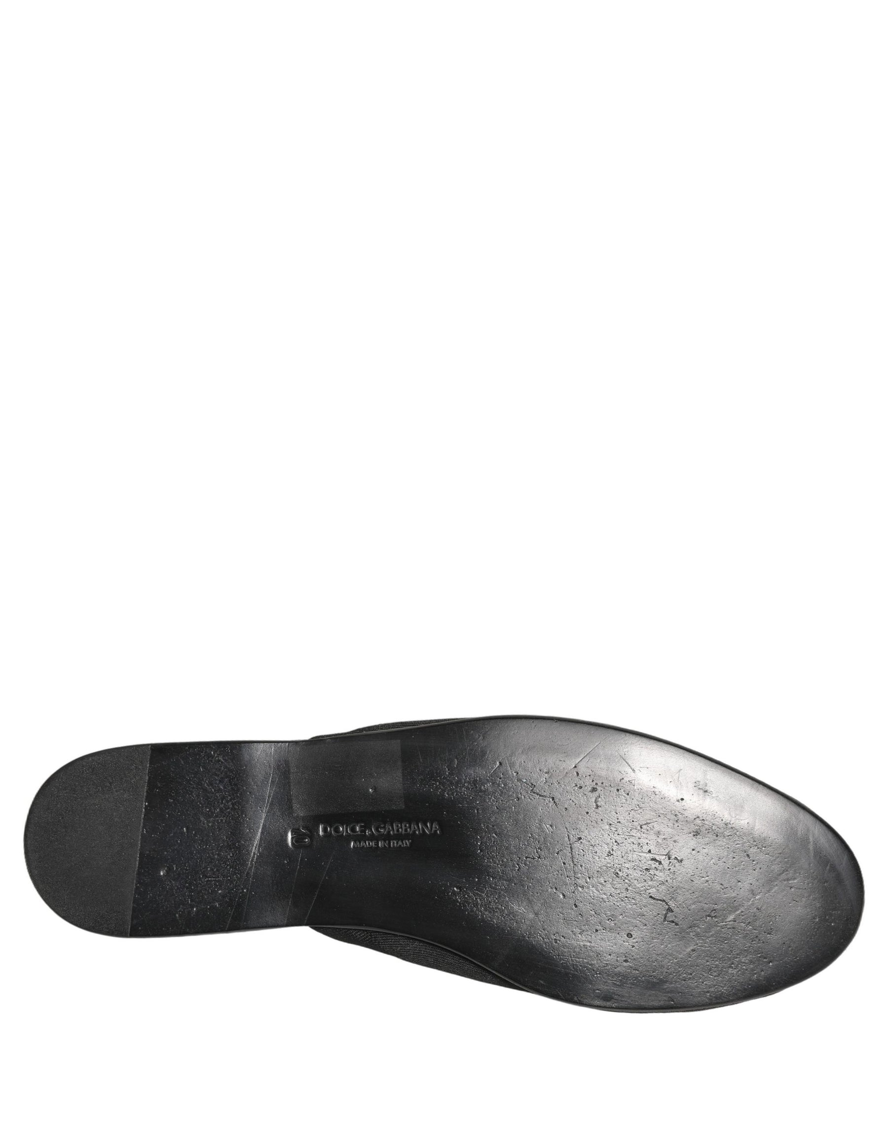 Dolce & Gabbana Black Suede Slides Flat Slipper Men Shoes | Regal Royce