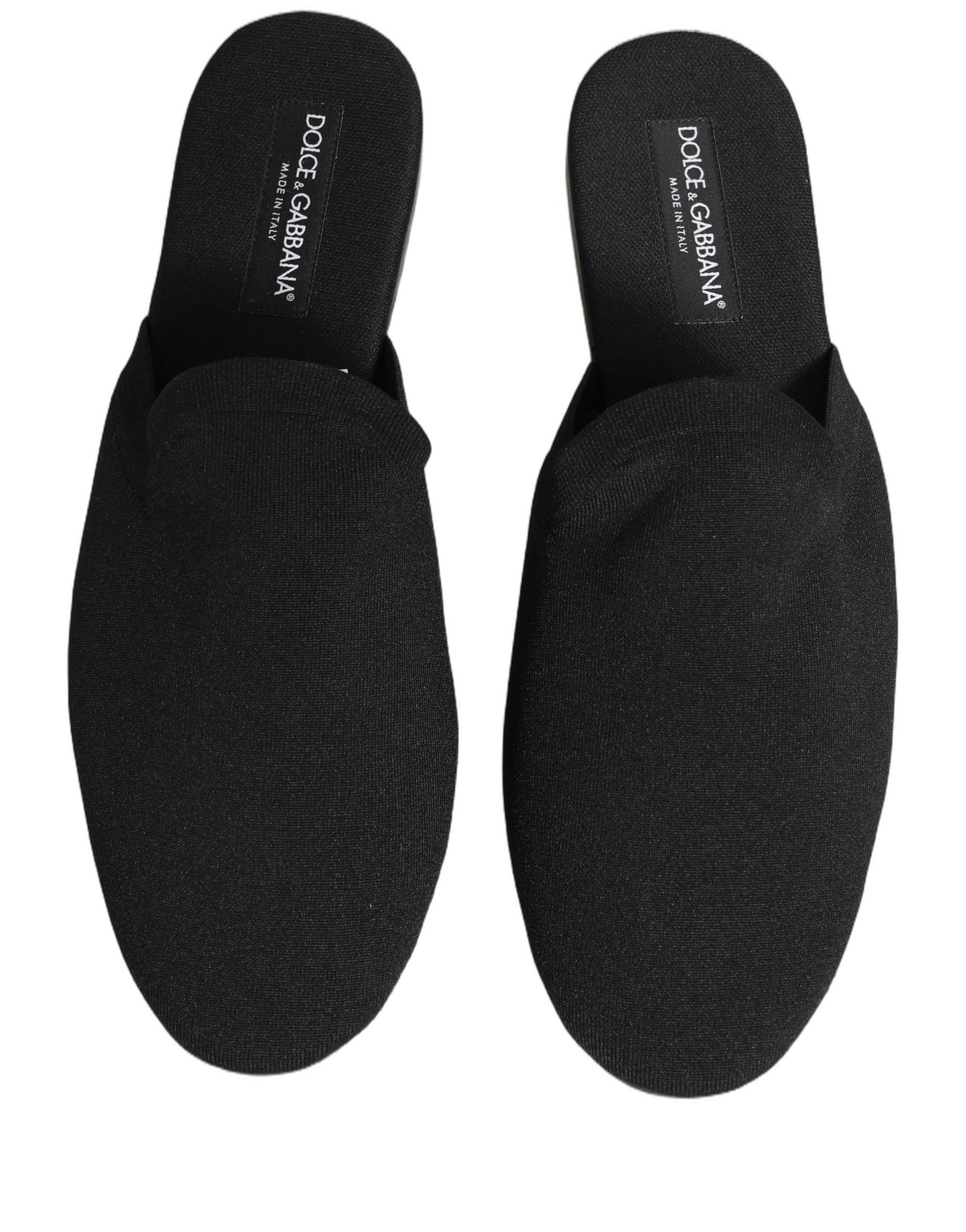 Dolce & Gabbana Black Suede Slides Flat Slipper Men Shoes | Regal Royce
