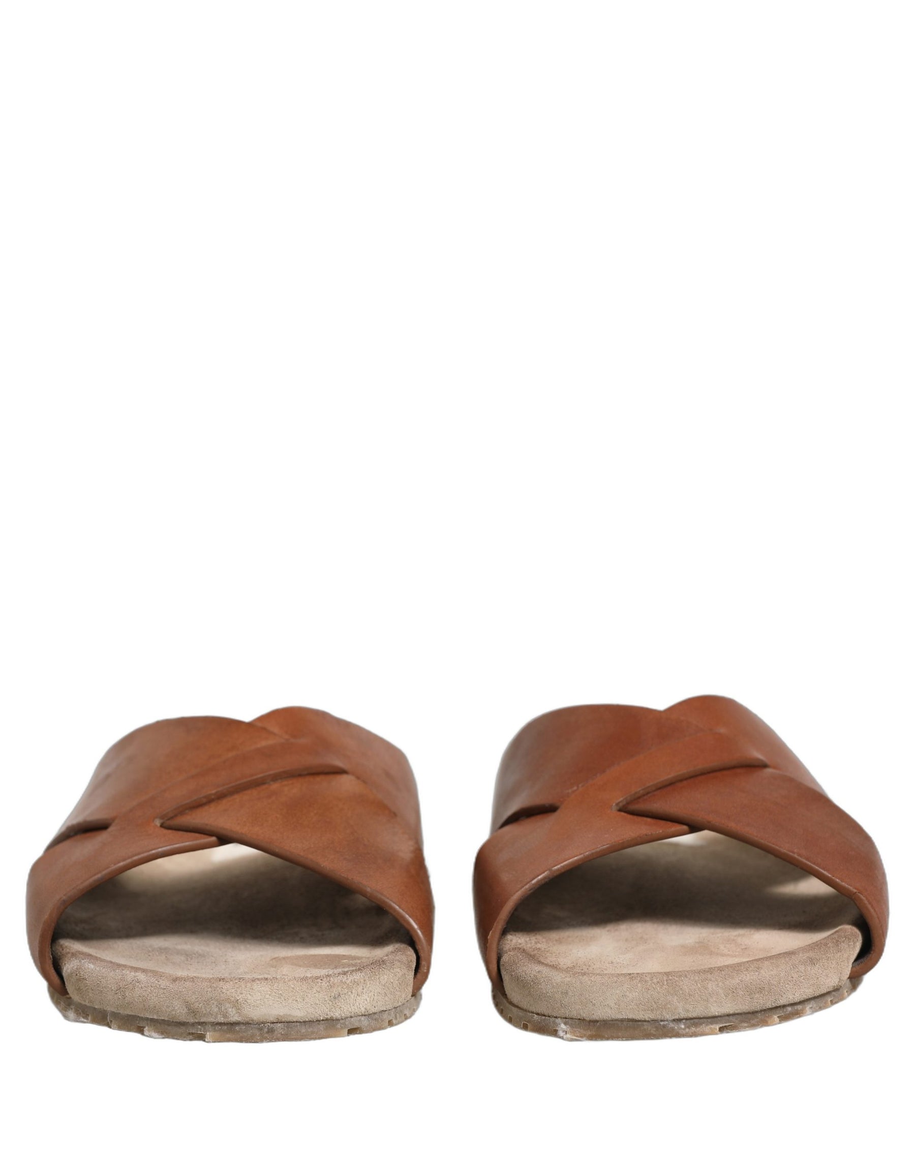 Dolce & Gabbana Brown Calf Leather Slides Sandals Shoes | Regal Royce