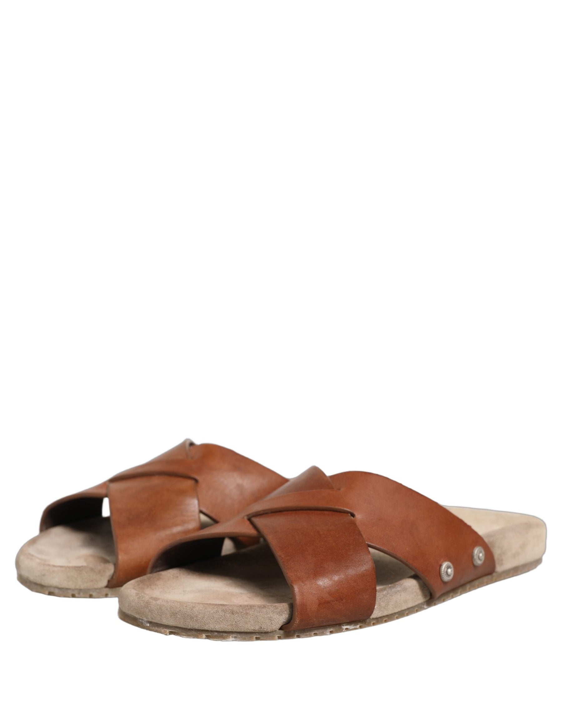 Dolce & Gabbana Brown Calf Leather Slides Sandals Shoes | Regal Royce
