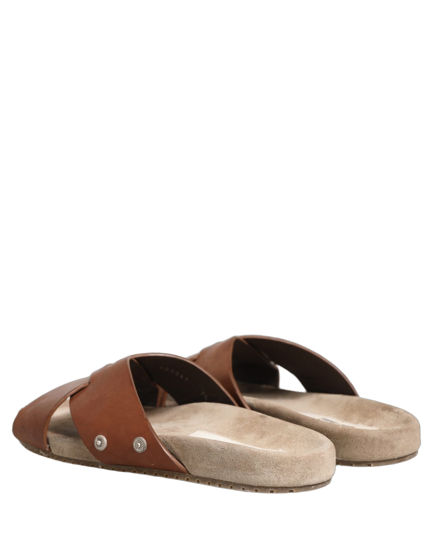 Dolce & Gabbana Brown Calf Leather Slides Sandals Shoes | Regal Royce