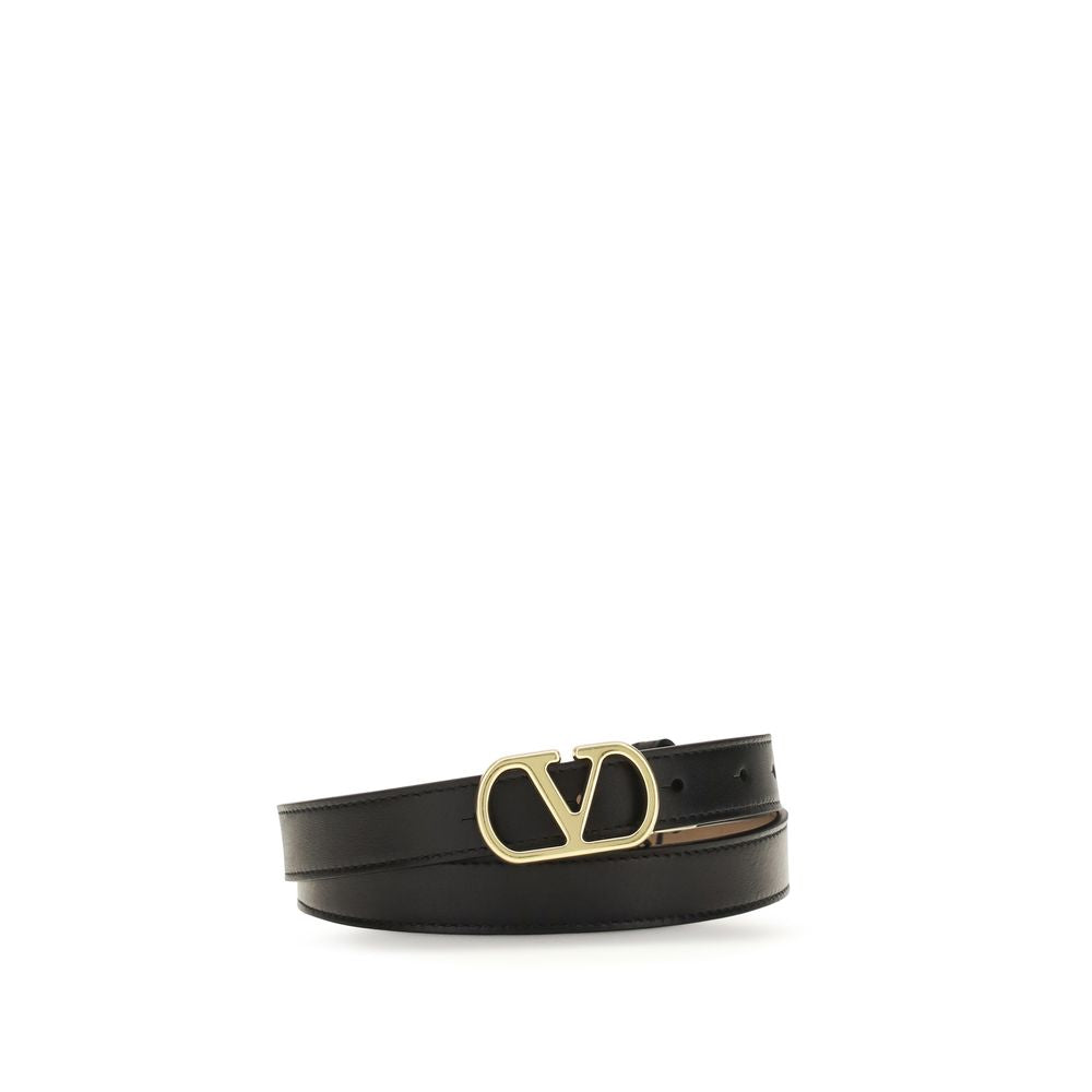 Valentino Garavani Black Calf Leather Bos Taurus Regular Belt | Regal Royce