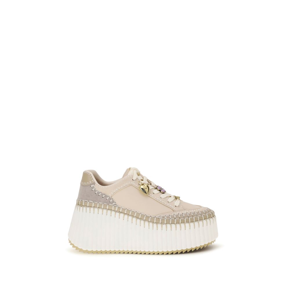 Chloé Beige Calf Leather Bos Taurus Platform Sneakers | Regal Royce