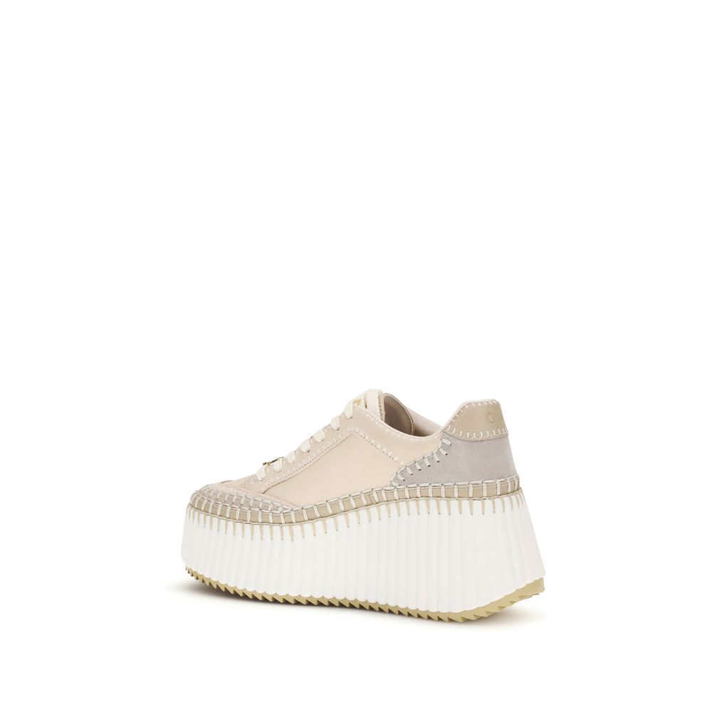 Chloé Beige Calf Leather Bos Taurus Platform Sneakers | Regal Royce