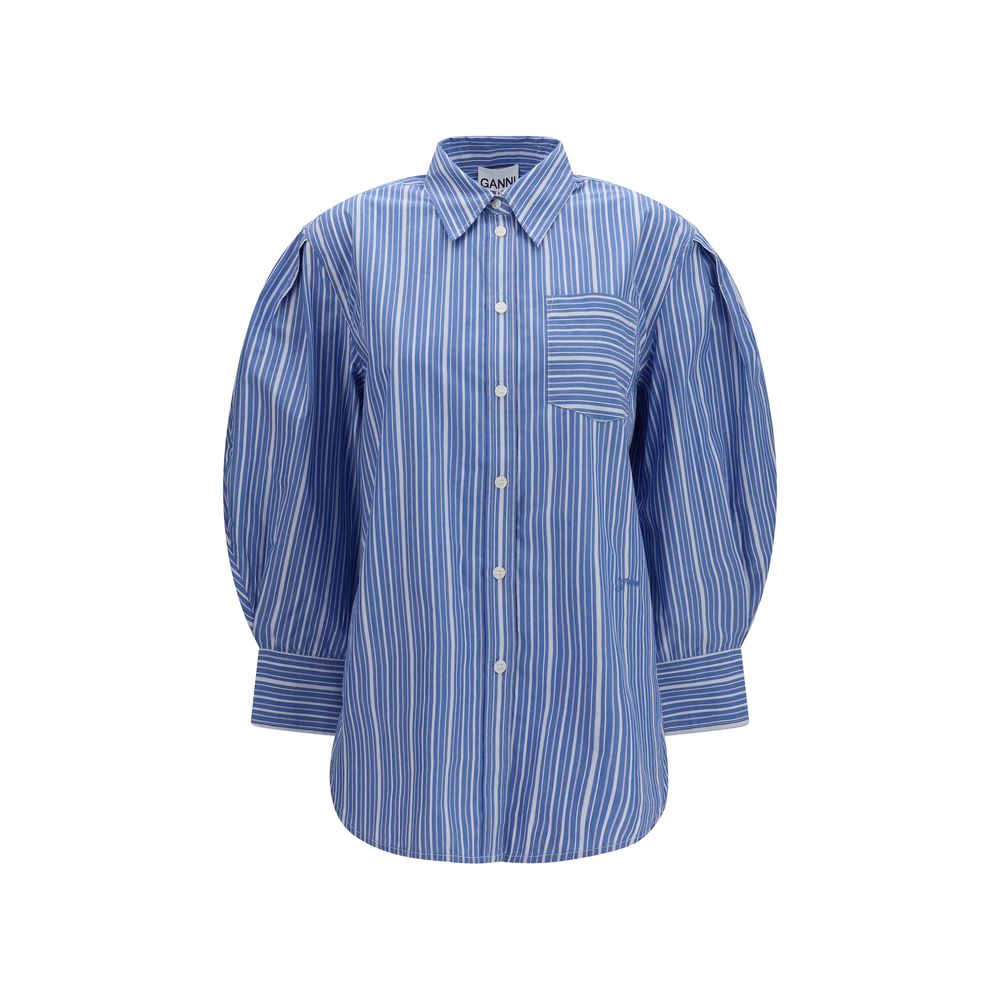 Ganni Blue Cotton Pattern Shirt | Regal Royce