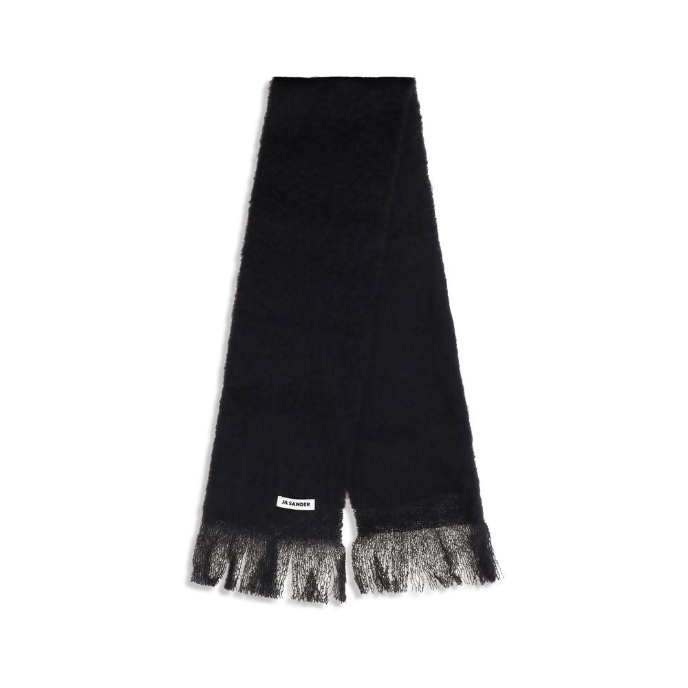 Jil Sander Black Wool Oves Aries Scarf | Regal Royce