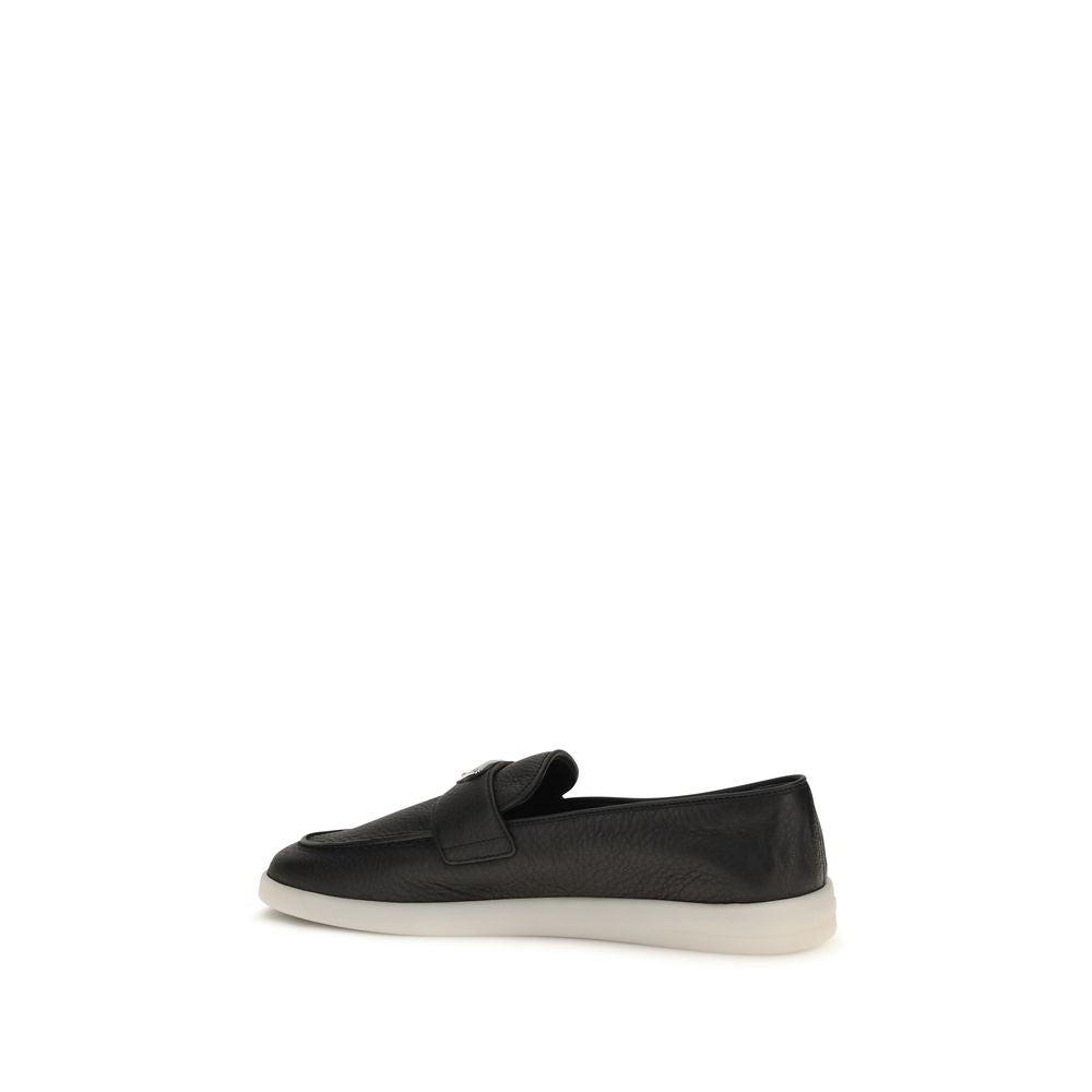 Prada Black Calf Leather Bos Taurus Slip-On Loafers | Regal Royce