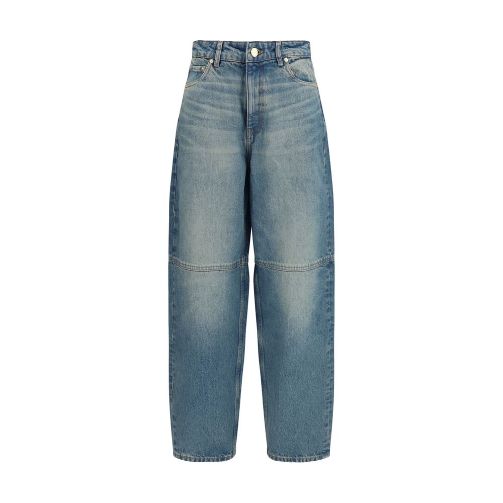 Ganni Blue Cotton Tapered Jeans | Regal Royce