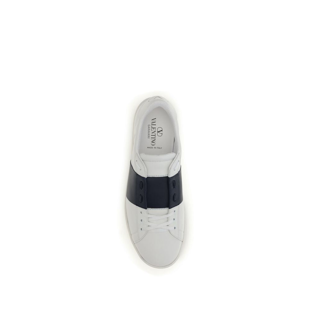 Valentino Garavani Blue Calf Leather Bos Taurus Low Top Sneakers | Regal Royce
