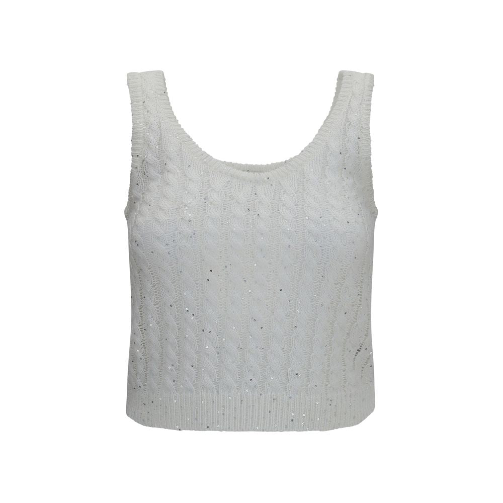 Brunello Cucinelli White Linen Tank Tops | Regal Royce