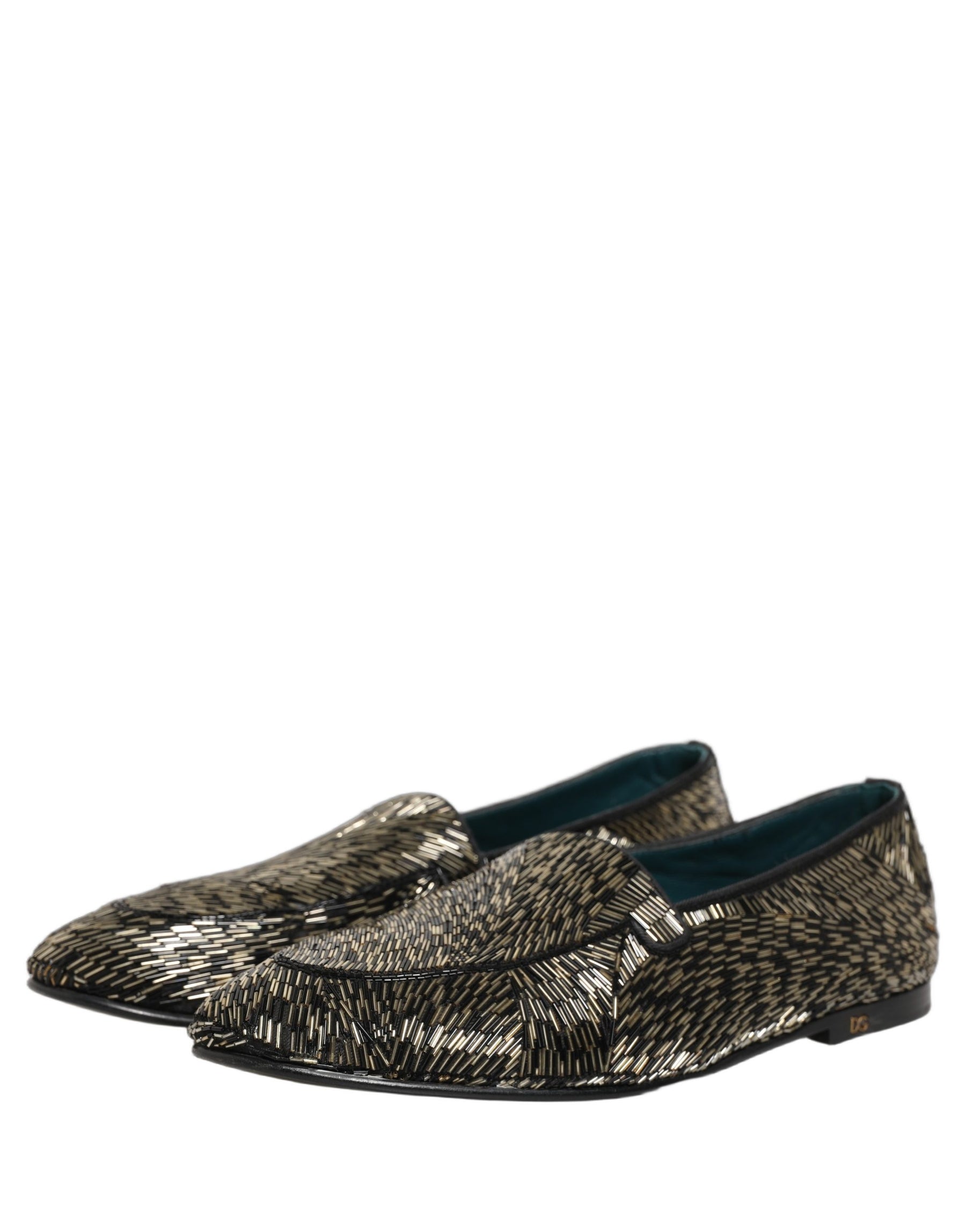 Dolce & Gabbana Black Silver Embellished Dress Loafers Shoes | Regal Royce