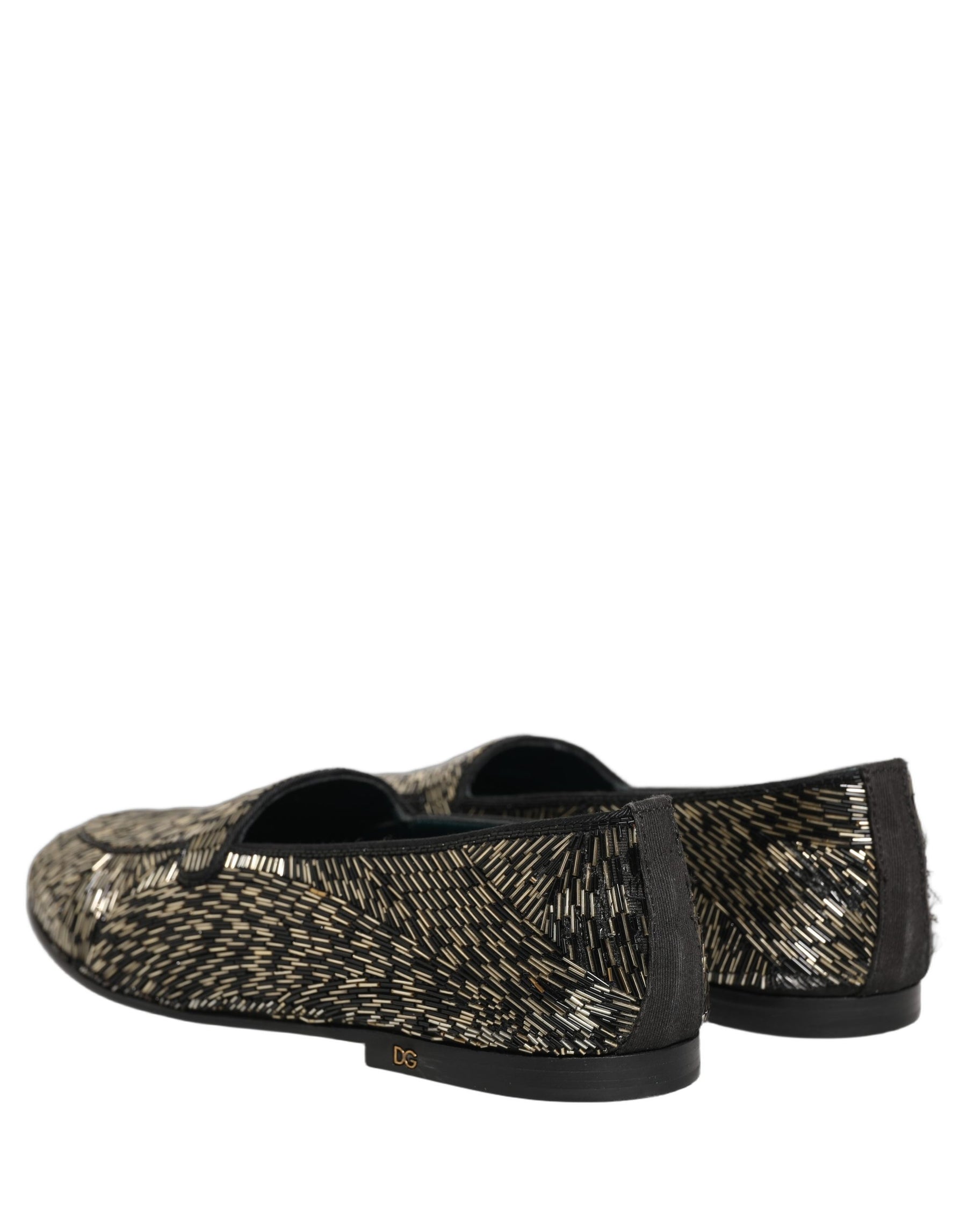Dolce & Gabbana Black Silver Embellished Dress Loafers Shoes | Regal Royce