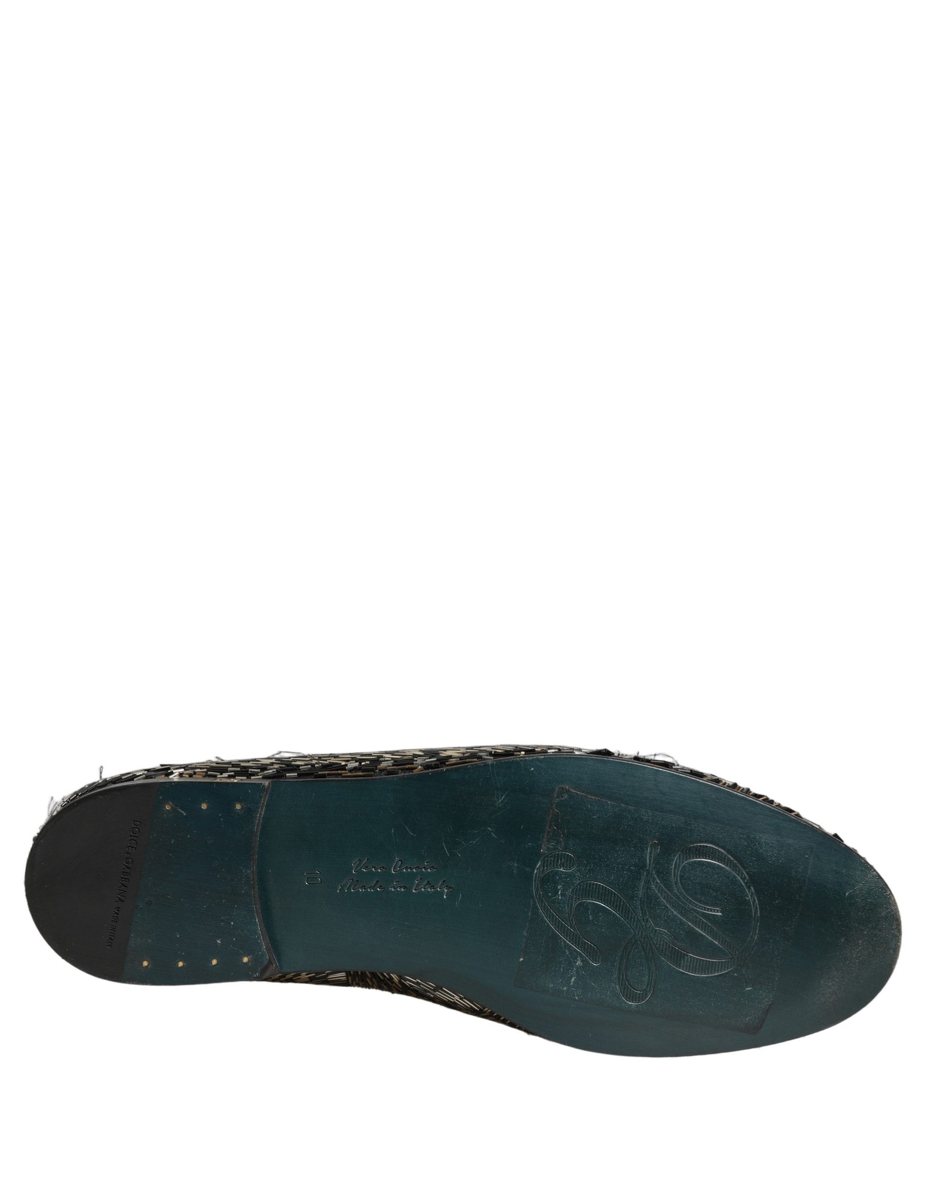 Dolce & Gabbana Black Silver Embellished Dress Loafers Shoes | Regal Royce