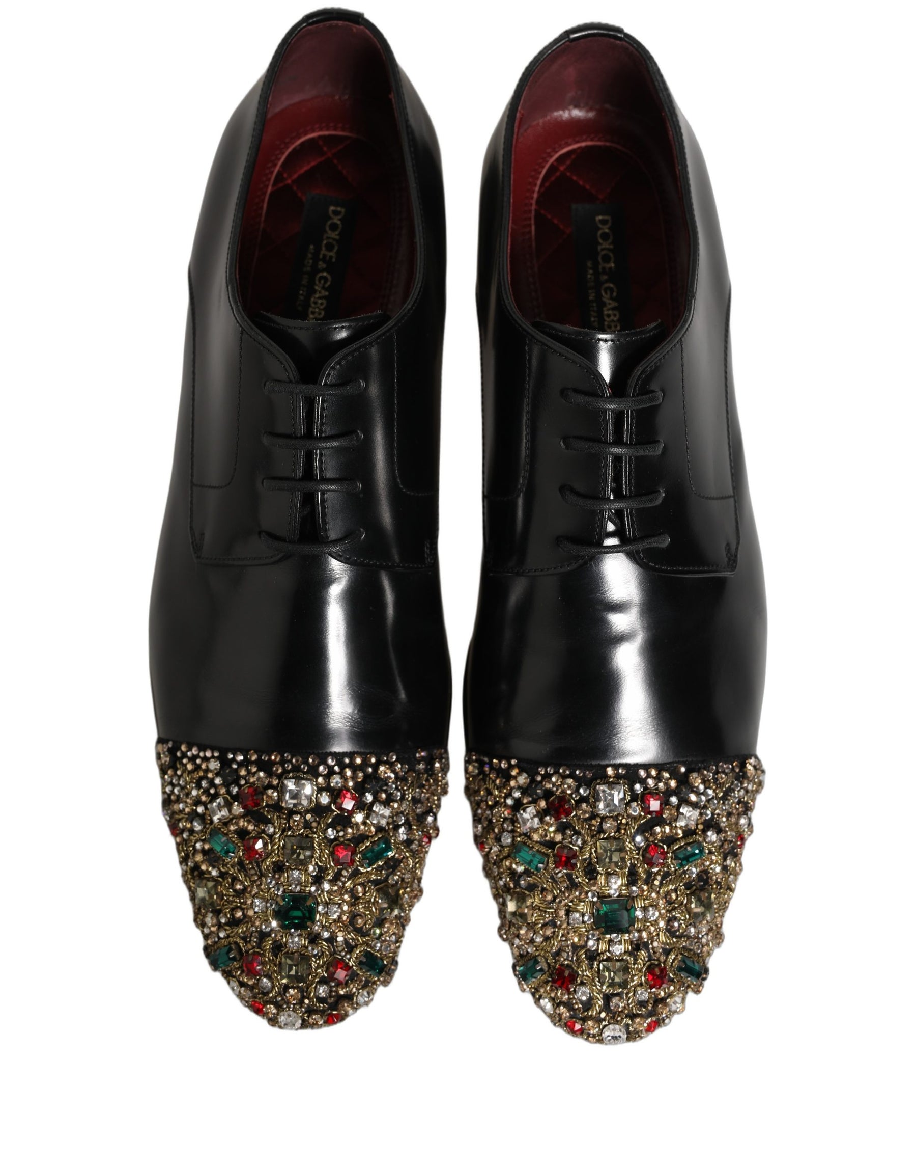 Dolce & Gabbana Black Crystals Embellished Men Derby Shoes | Regal Royce