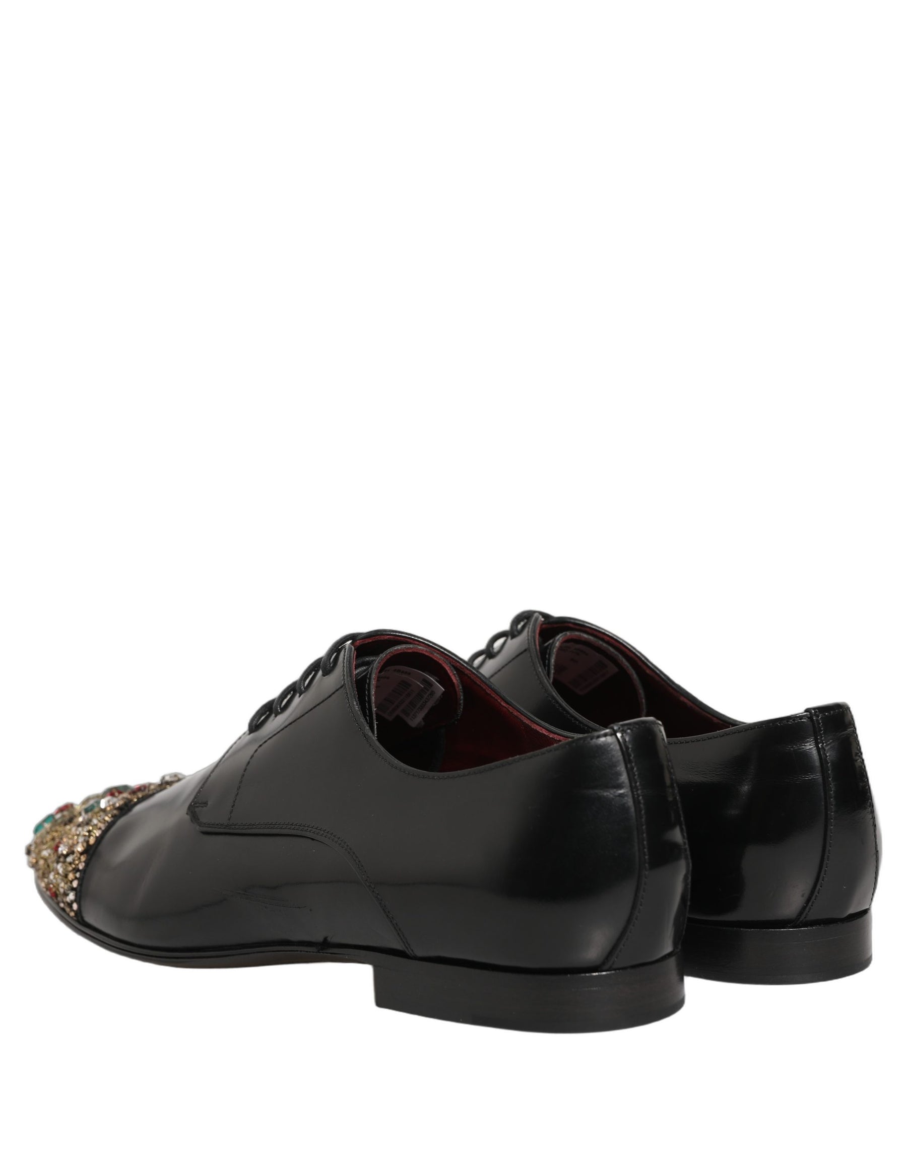 Dolce & Gabbana Black Crystals Embellished Men Derby Shoes | Regal Royce