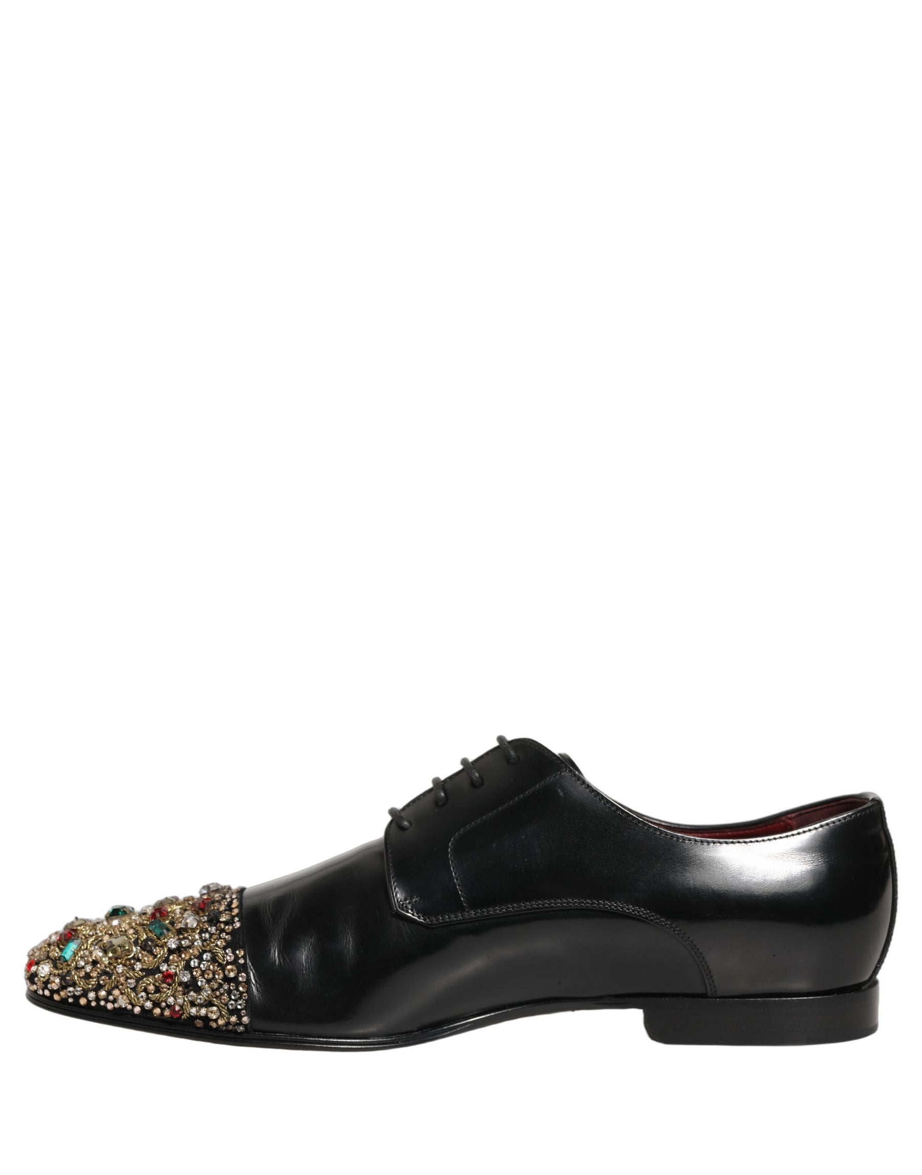 Dolce & Gabbana Black Crystals Embellished Men Derby Shoes | Regal Royce