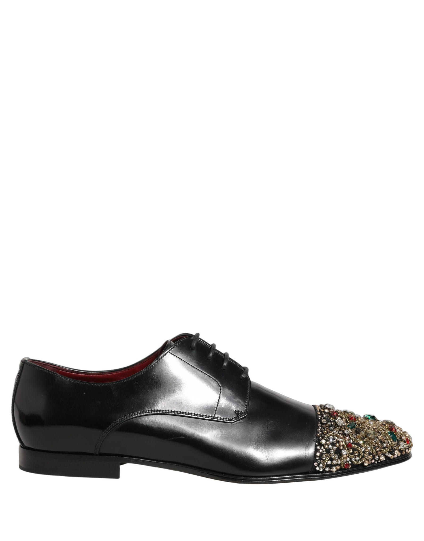Dolce & Gabbana Black Crystals Embellished Men Derby Shoes | Regal Royce