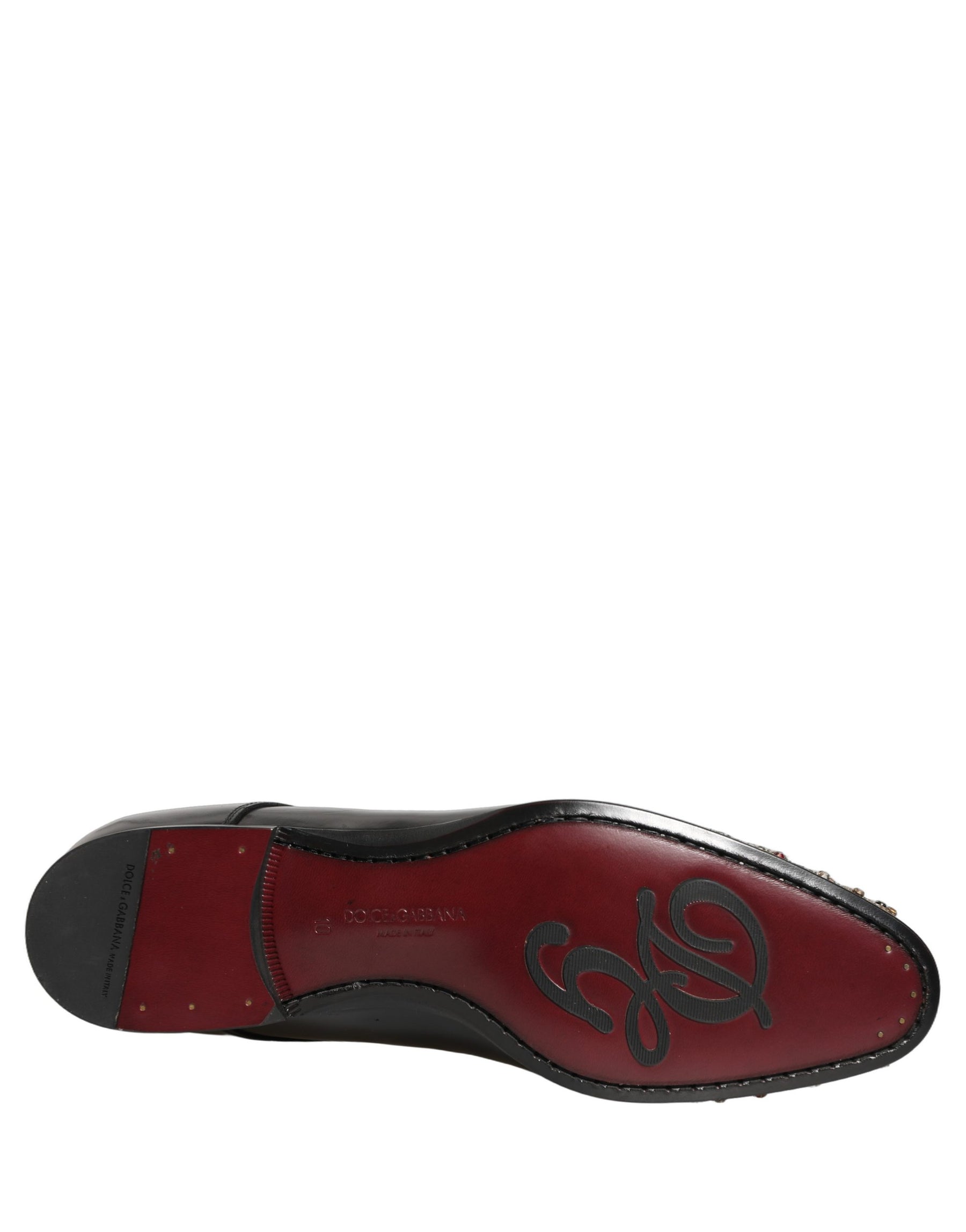 Dolce & Gabbana Black Crystals Embellished Men Derby Shoes | Regal Royce