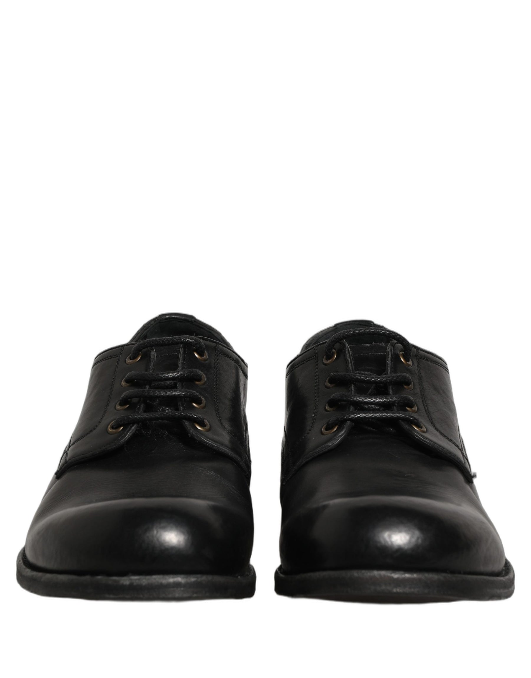Dolce & Gabbana Black Leather Men Derby Dress Formal Shoes | Regal Royce