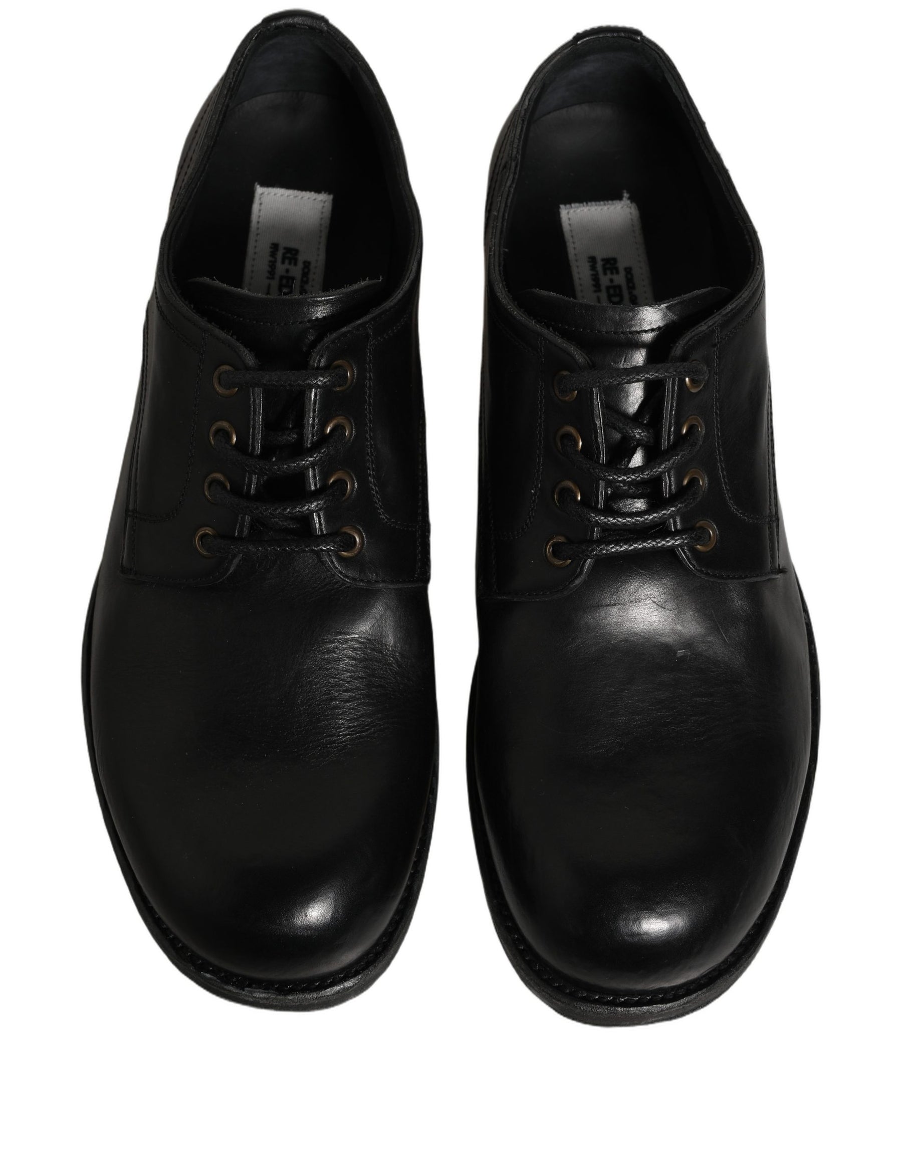 Dolce & Gabbana Black Leather Men Derby Dress Formal Shoes | Regal Royce