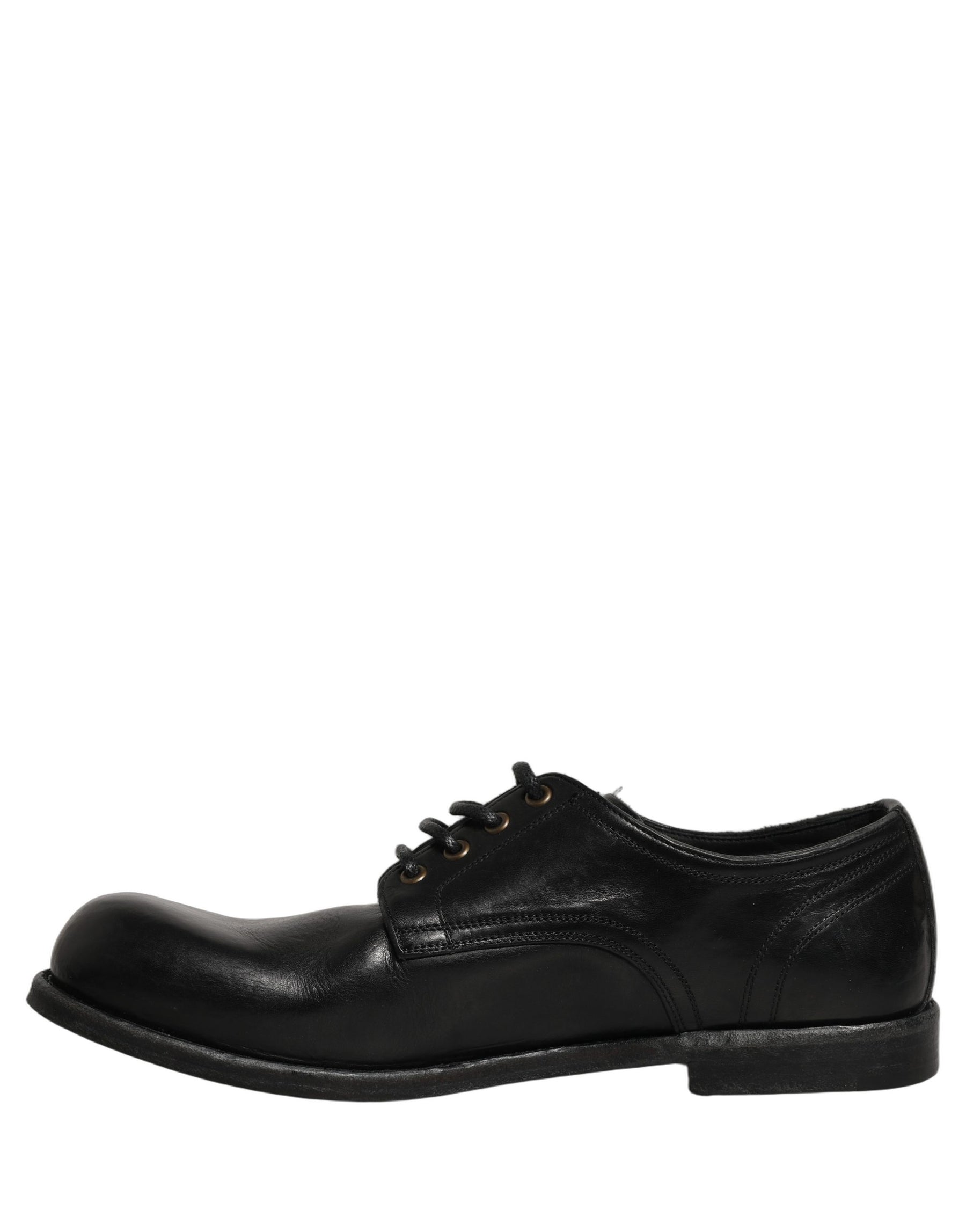 Dolce & Gabbana Black Leather Men Derby Dress Formal Shoes | Regal Royce