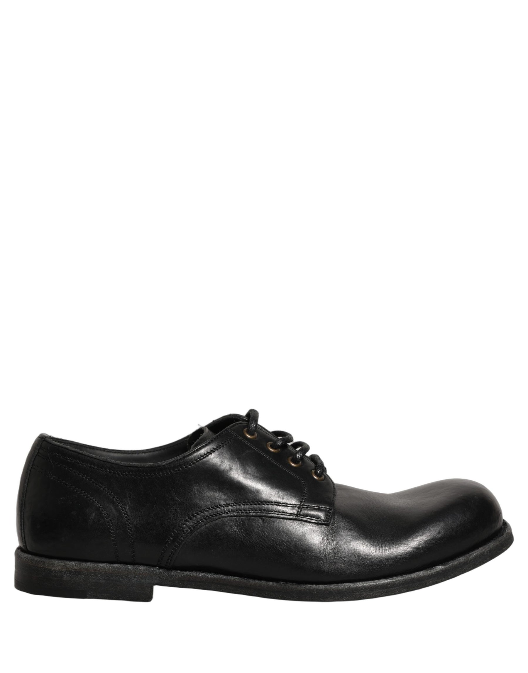 Dolce & Gabbana Black Leather Men Derby Dress Formal Shoes | Regal Royce