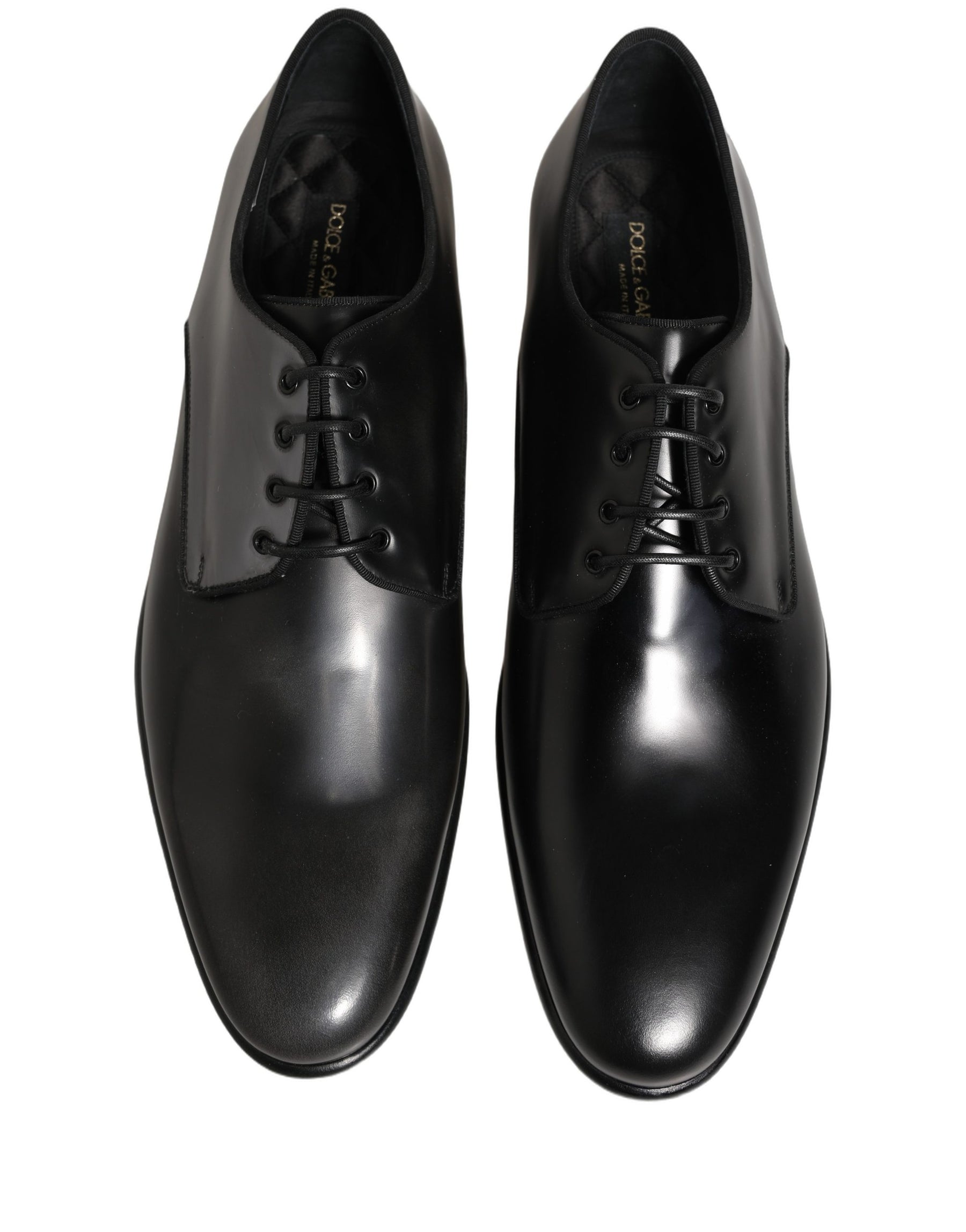 Dolce & Gabbana Black Leather Men Derby Dress Formal Shoes | Regal Royce