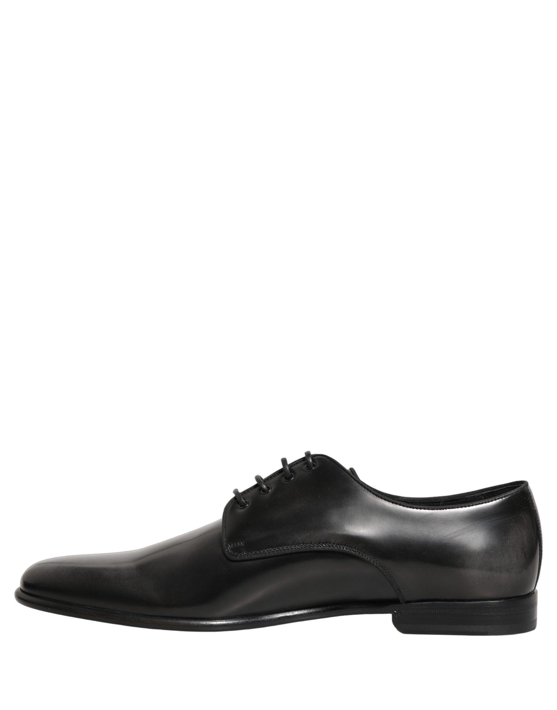 Dolce & Gabbana Black Leather Men Derby Dress Formal Shoes | Regal Royce