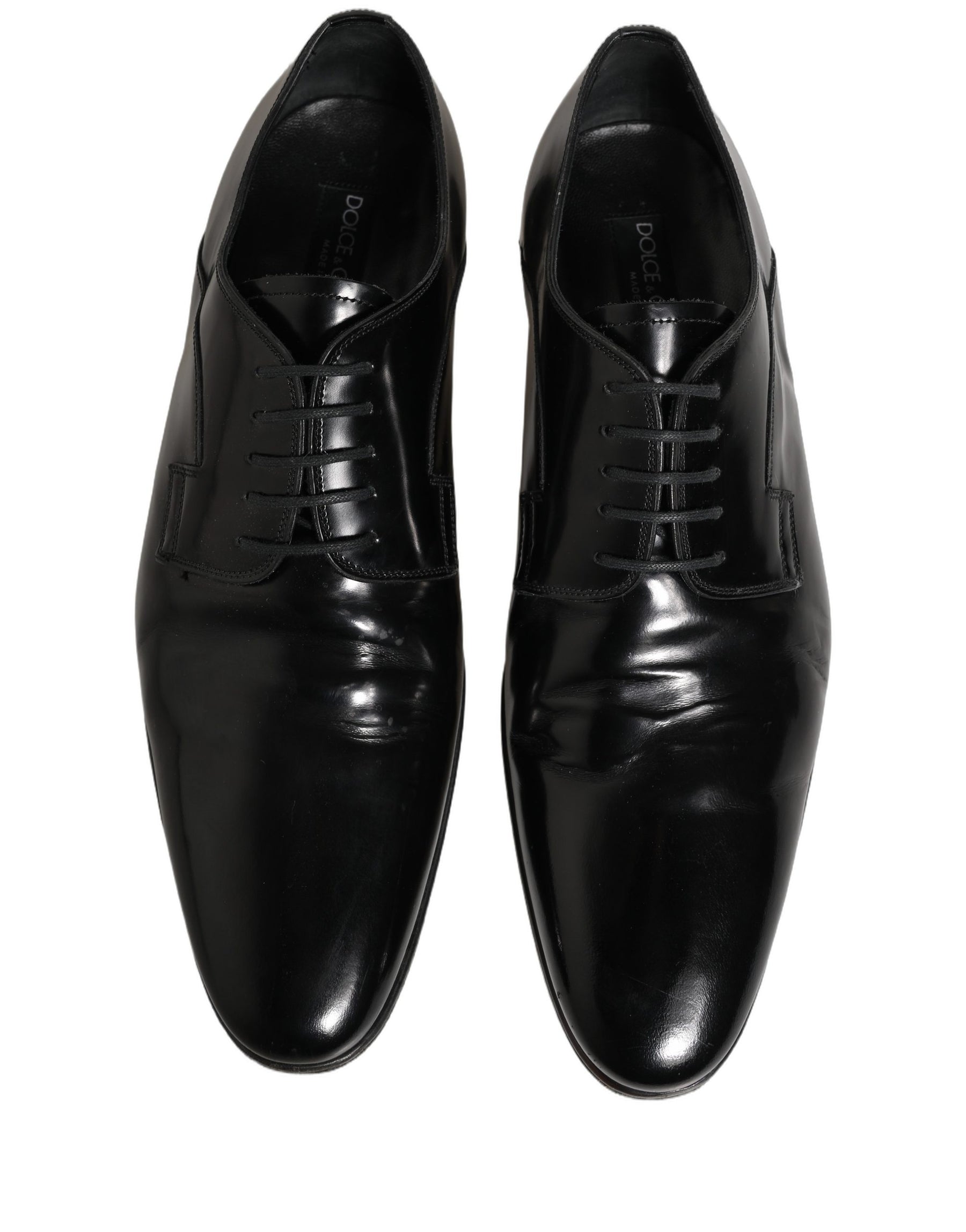 Dolce & Gabbana Black Leather Men Derby Dress Formal Shoes | Regal Royce