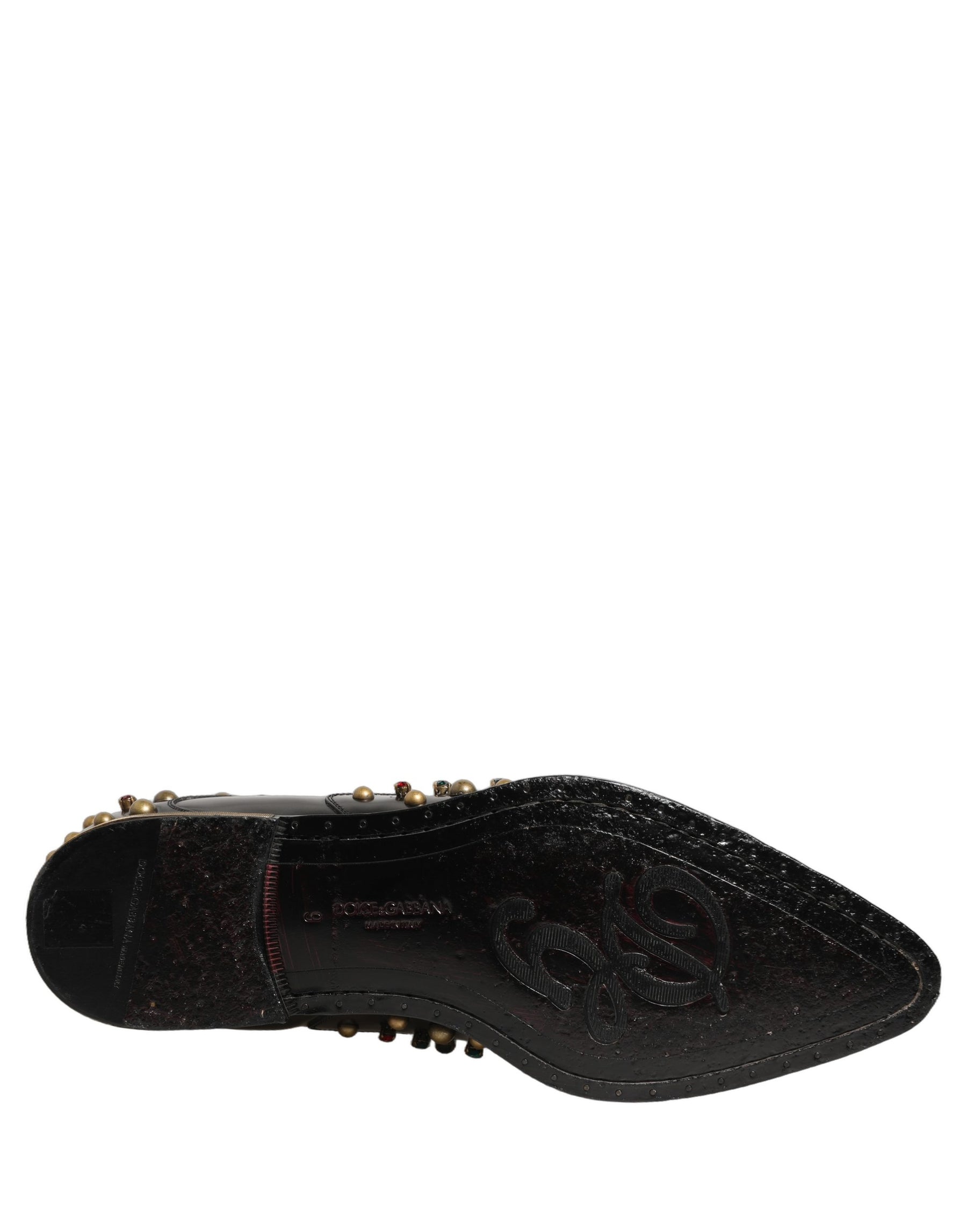 Dolce & Gabbana Black Leather Derby Dress Studded Formal Shoes | Regal Royce
