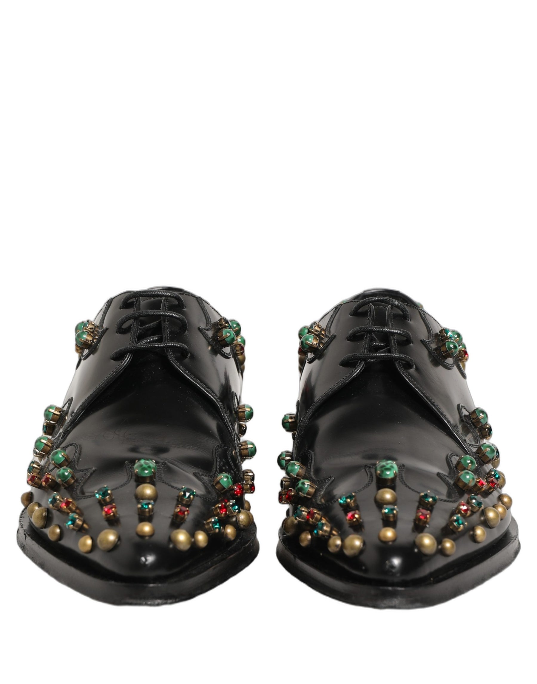 Dolce & Gabbana Black Leather Derby Dress Studded Formal Shoes | Regal Royce