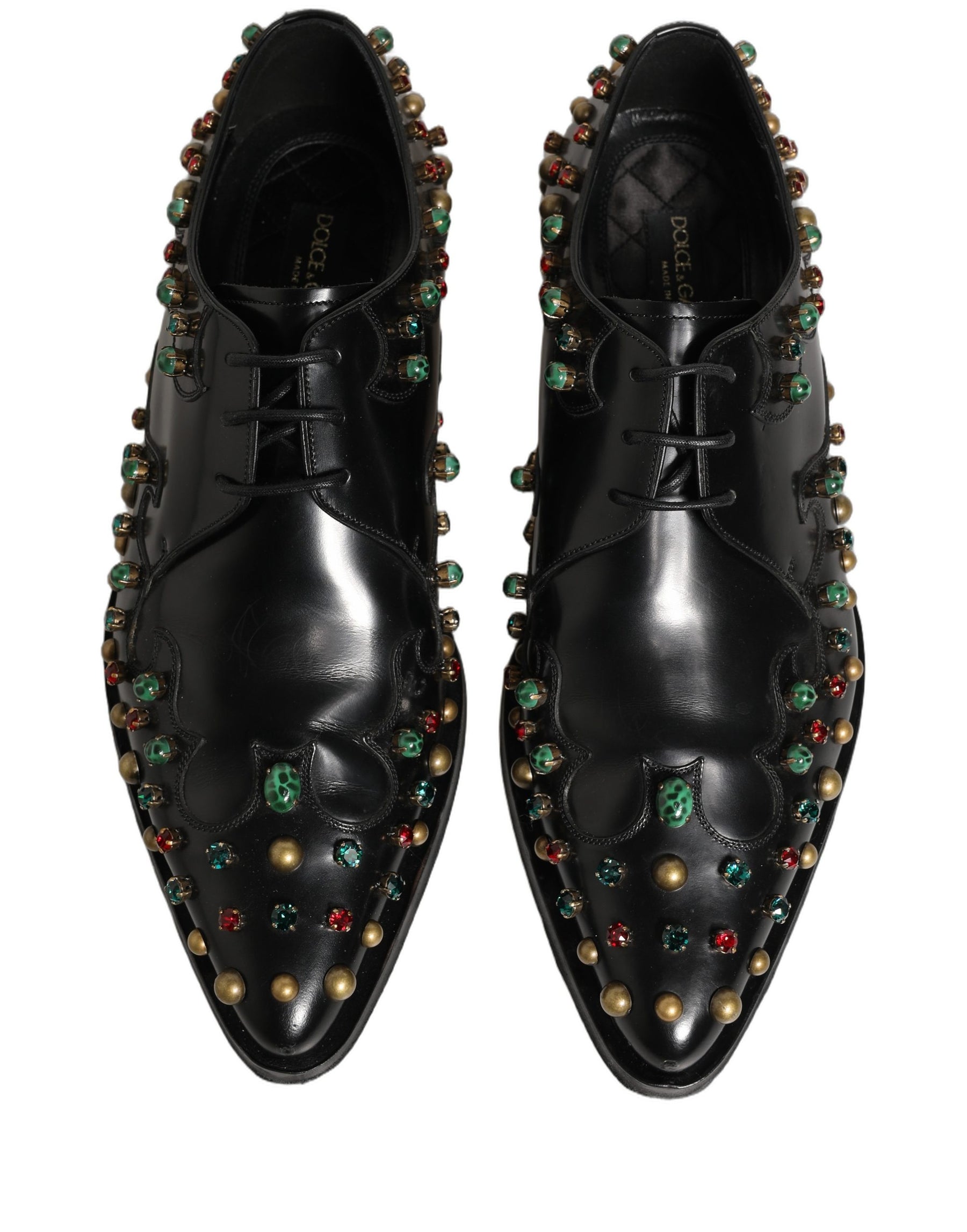 Dolce & Gabbana Black Leather Derby Dress Studded Formal Shoes | Regal Royce