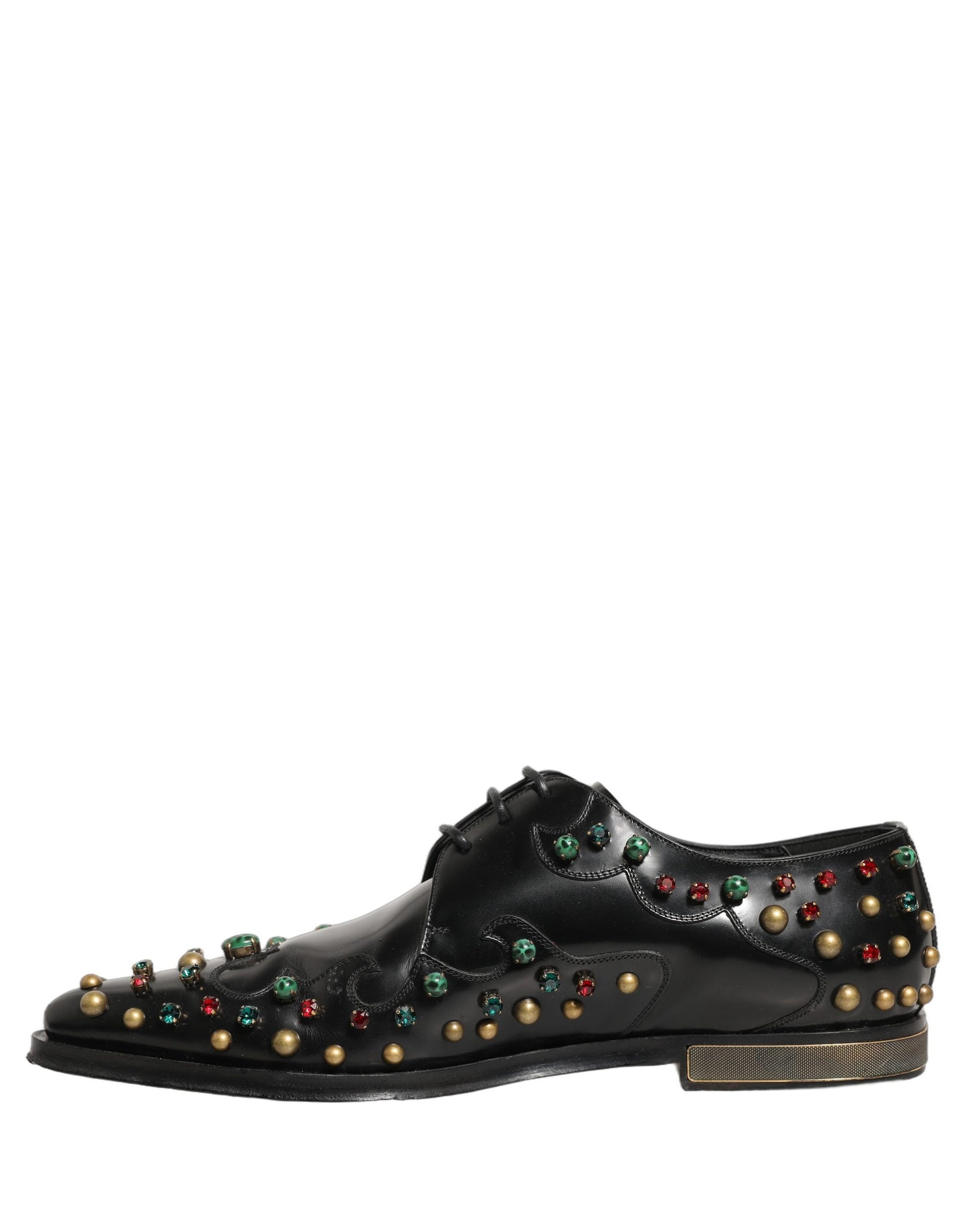 Dolce & Gabbana Black Leather Derby Dress Studded Formal Shoes | Regal Royce