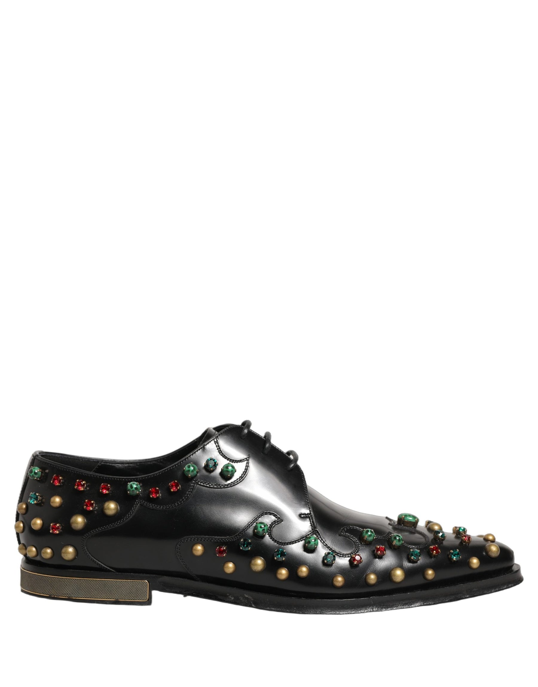 Dolce & Gabbana Black Leather Derby Dress Studded Formal Shoes | Regal Royce
