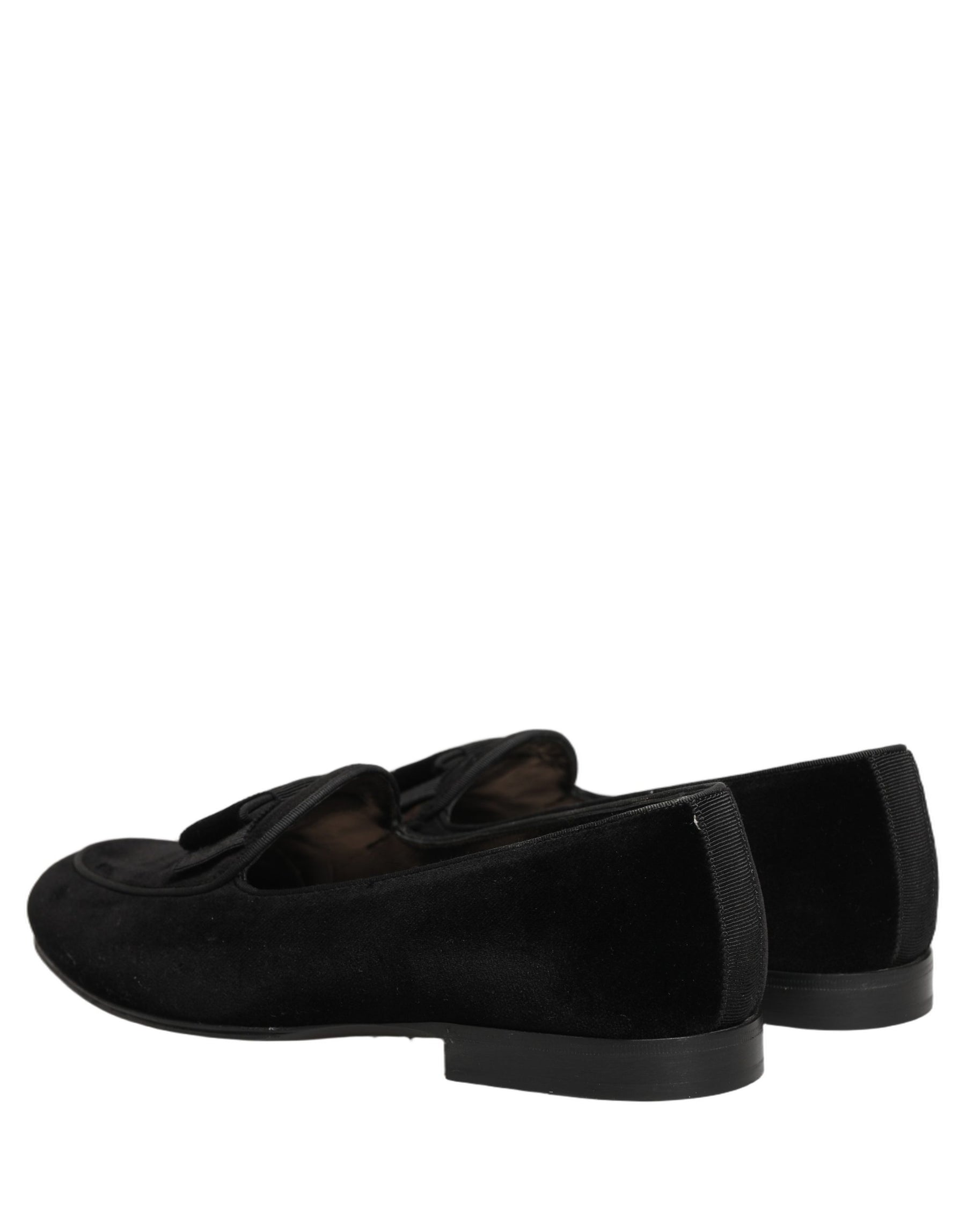 Dolce & Gabbana Black Velvet Loafers Formal Men Dress Shoes | Regal Royce