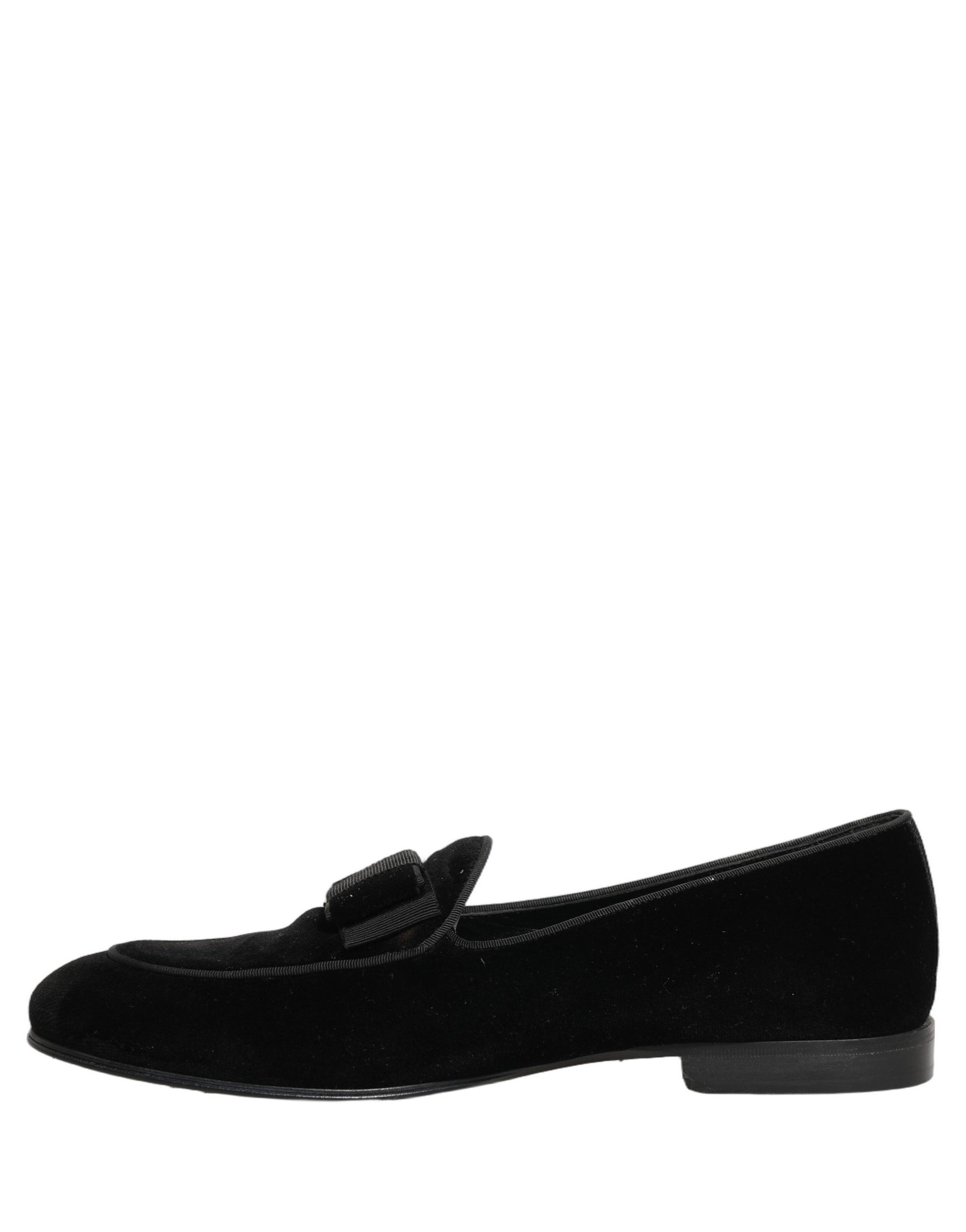 Dolce & Gabbana Black Velvet Loafers Formal Men Dress Shoes | Regal Royce