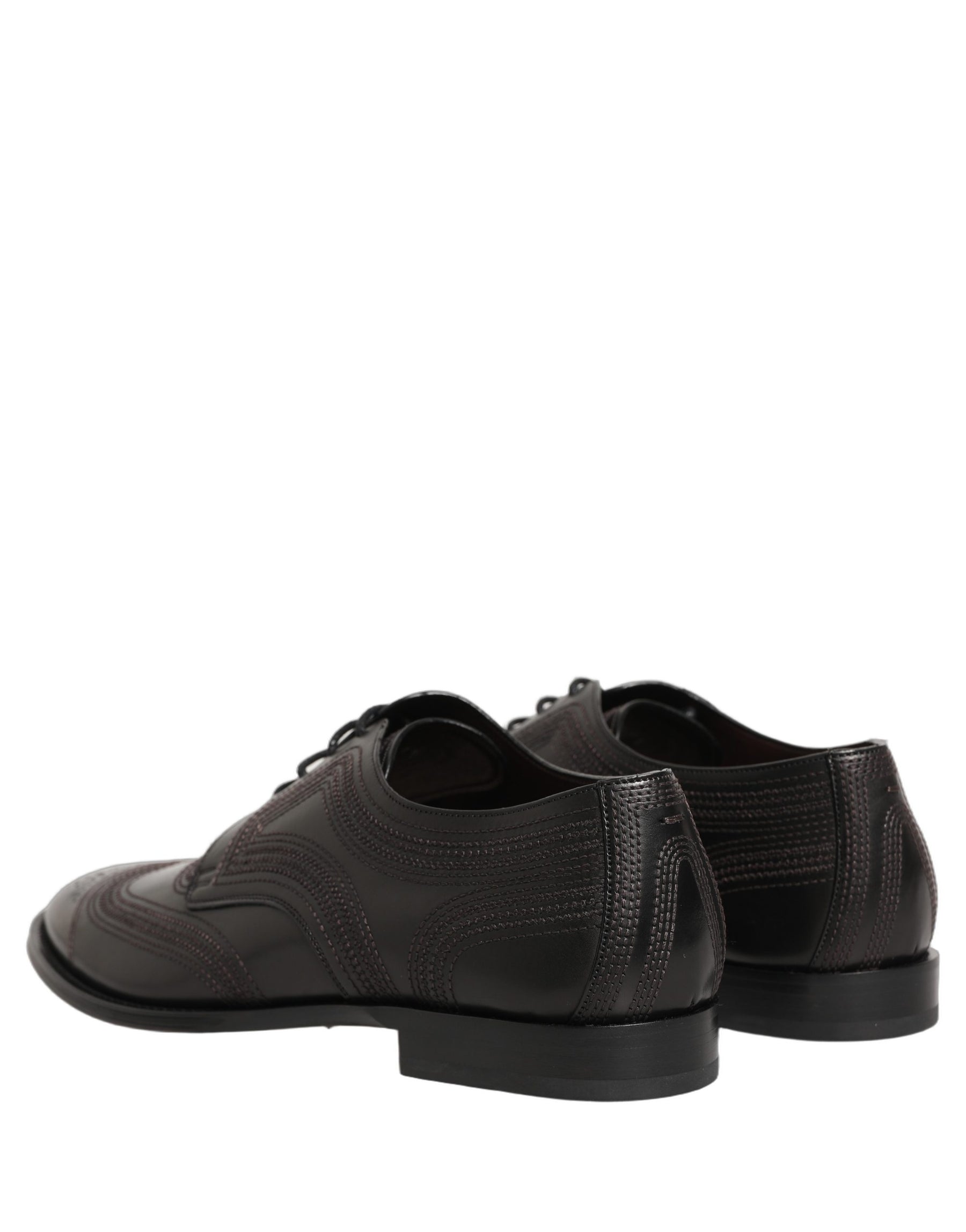 Dolce & Gabbana Black Embroidered Leather Derby Dress Shoes | Regal Royce