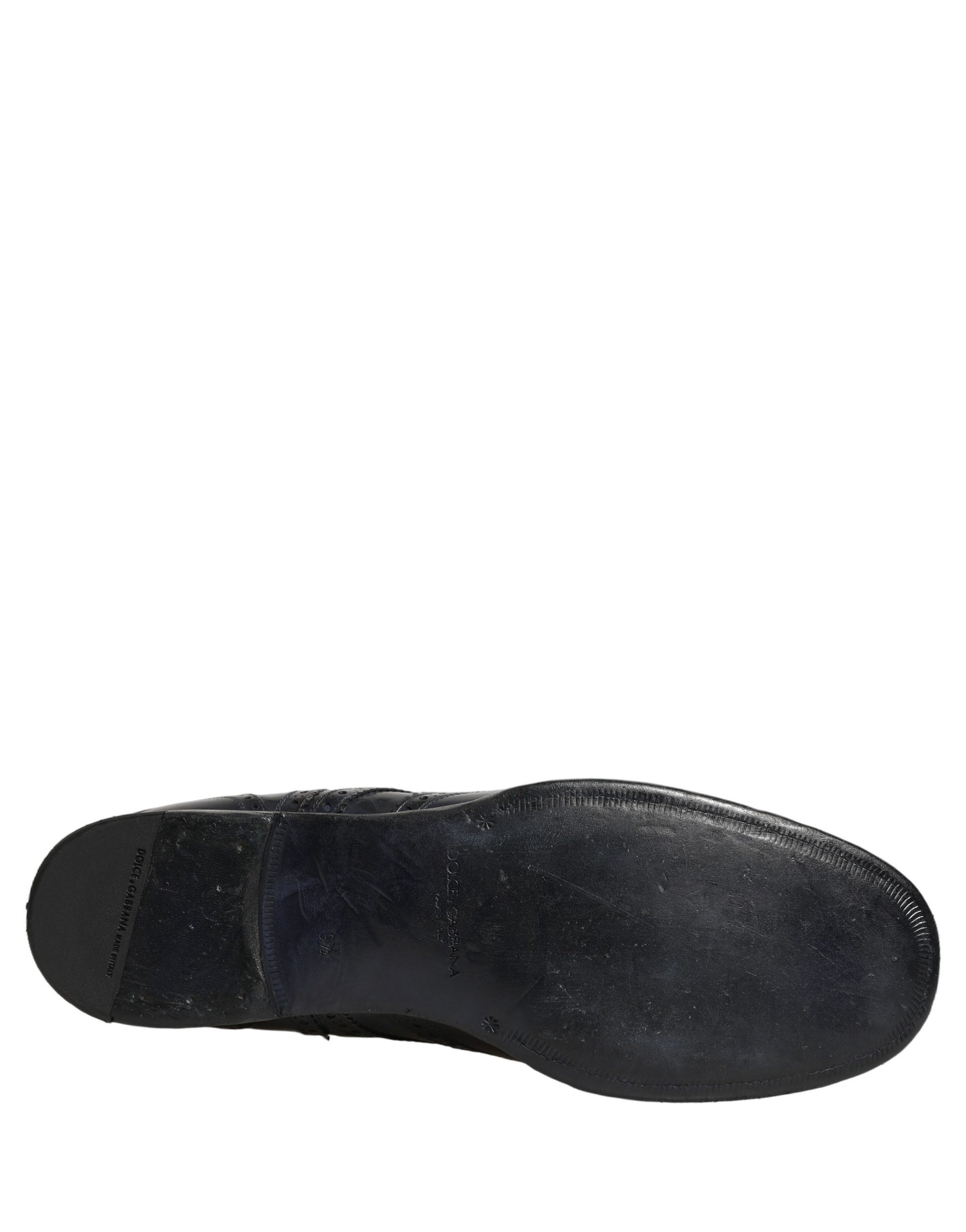 Dolce & Gabbana Blue Leather Derby Wingtip Formal Shoes | Regal Royce
