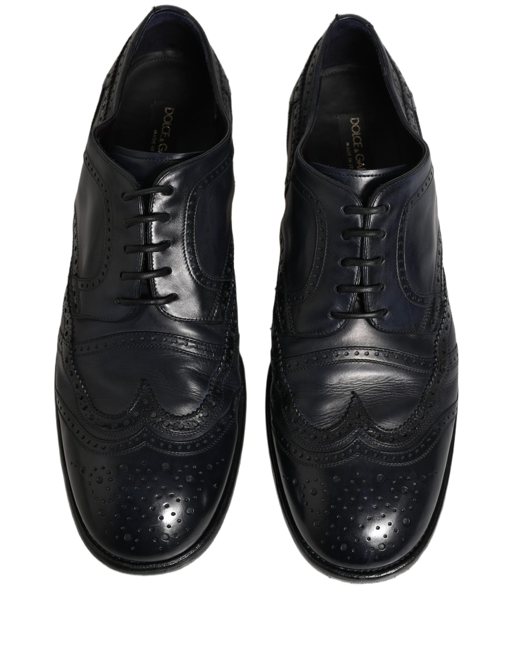 Dolce & Gabbana Blue Leather Derby Wingtip Formal Shoes | Regal Royce